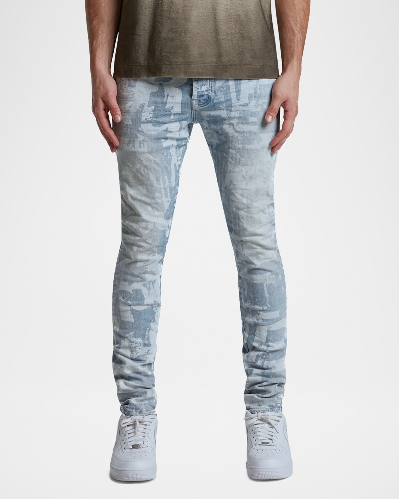 PURPLE Men's P001 Grunge-Print Skinny Jeans | Neiman Marcus