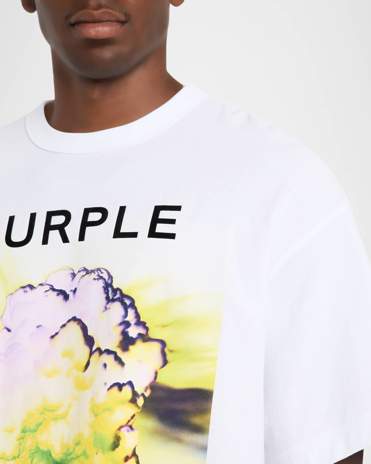 PURPLE Men's Textured Jersey Explosion Logo Graphic T-Shirt