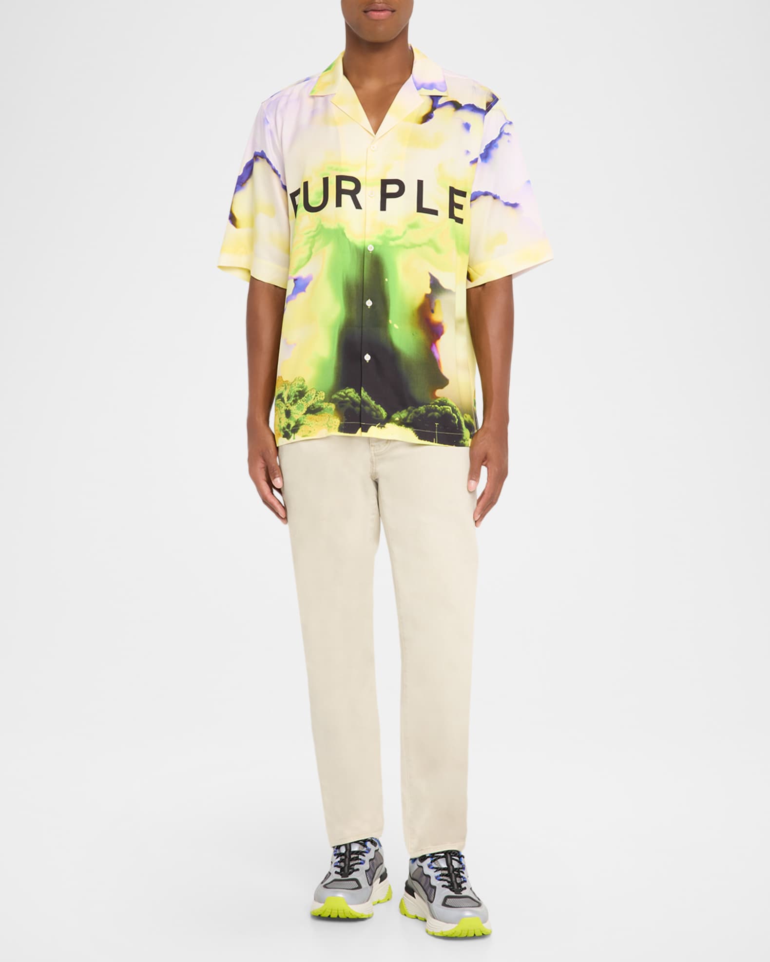 Men's Lyocell Relaxed Fit Logo Camp Shirt 1
