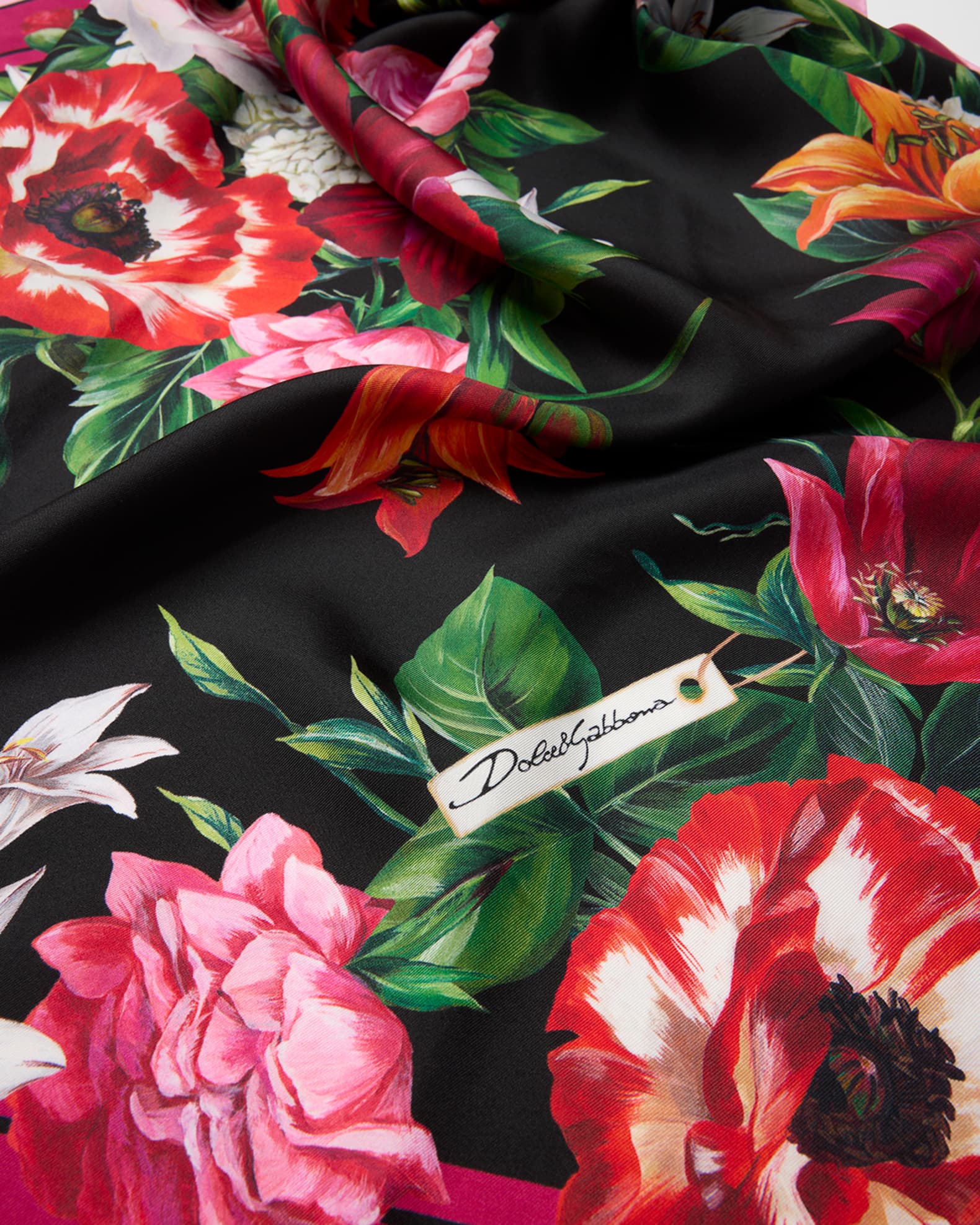 Floral Foulard Silk Scarf 1