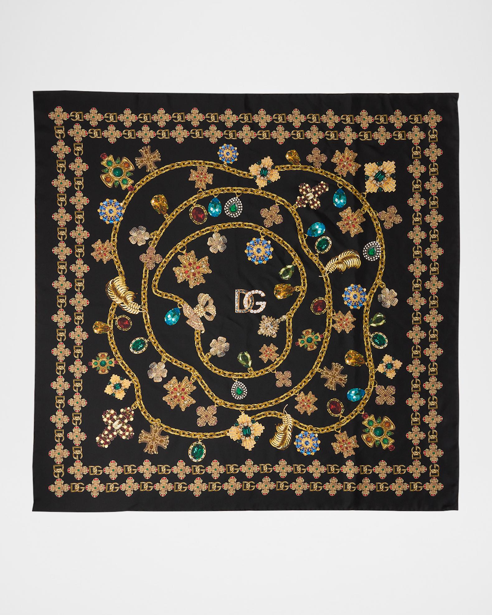 Dolce&Gabbana Floral Crystal Foulard Silk Scarf | Neiman Marcus