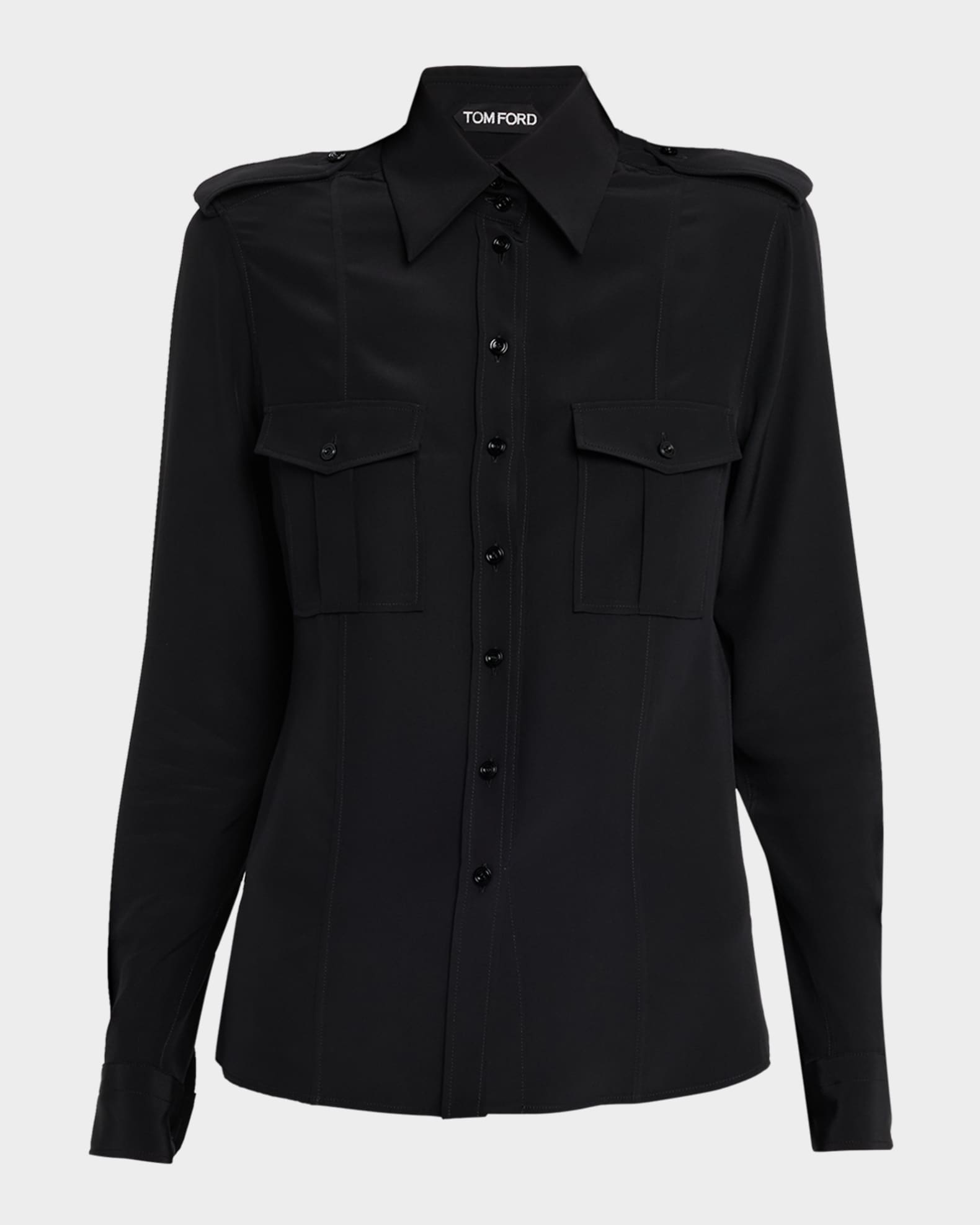 Silk Crepe De Chine Military Shirt 0
