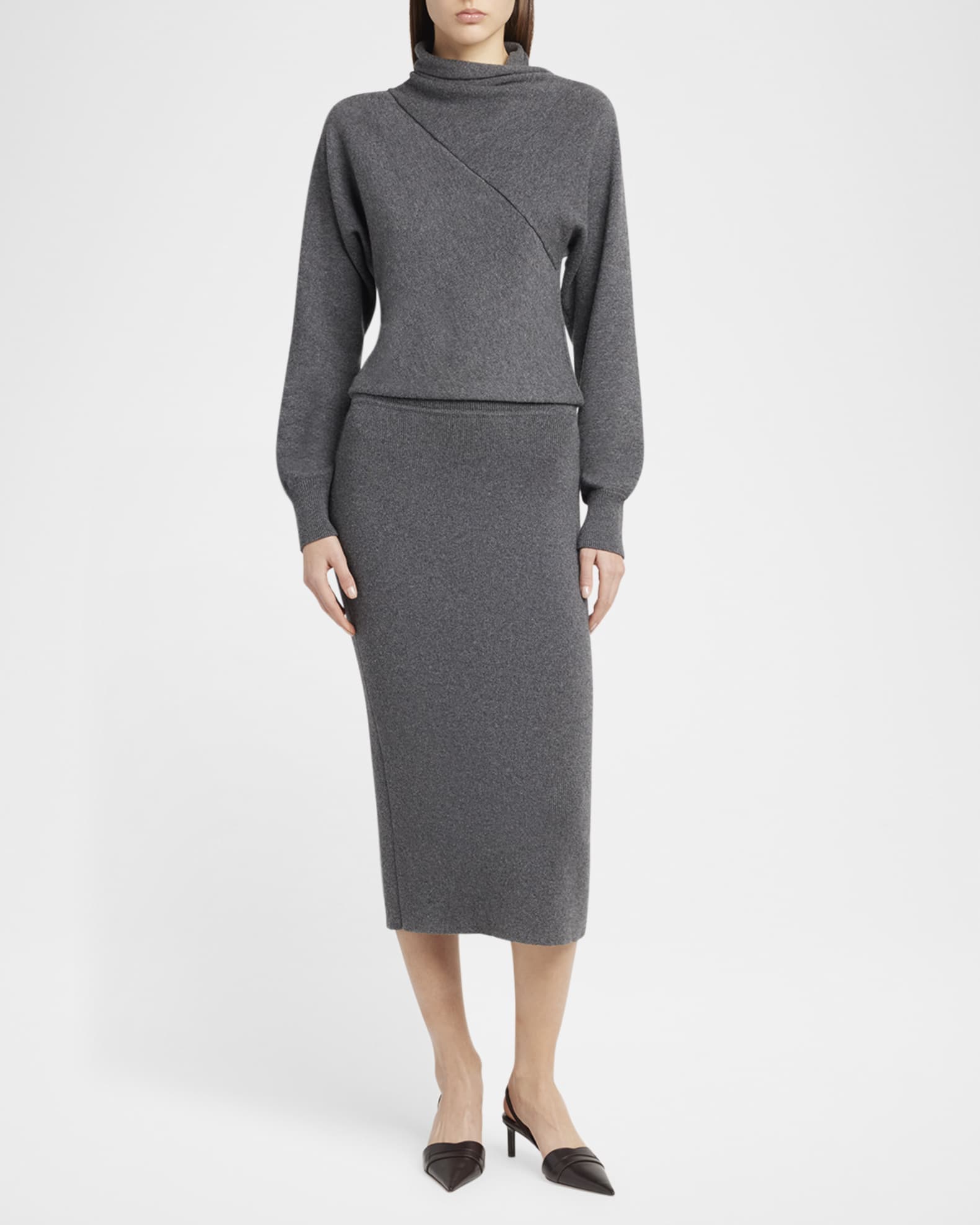 TOM FORD Wrap-Neck Fine Cashmere-Cotton Sweater Neiman Marcus