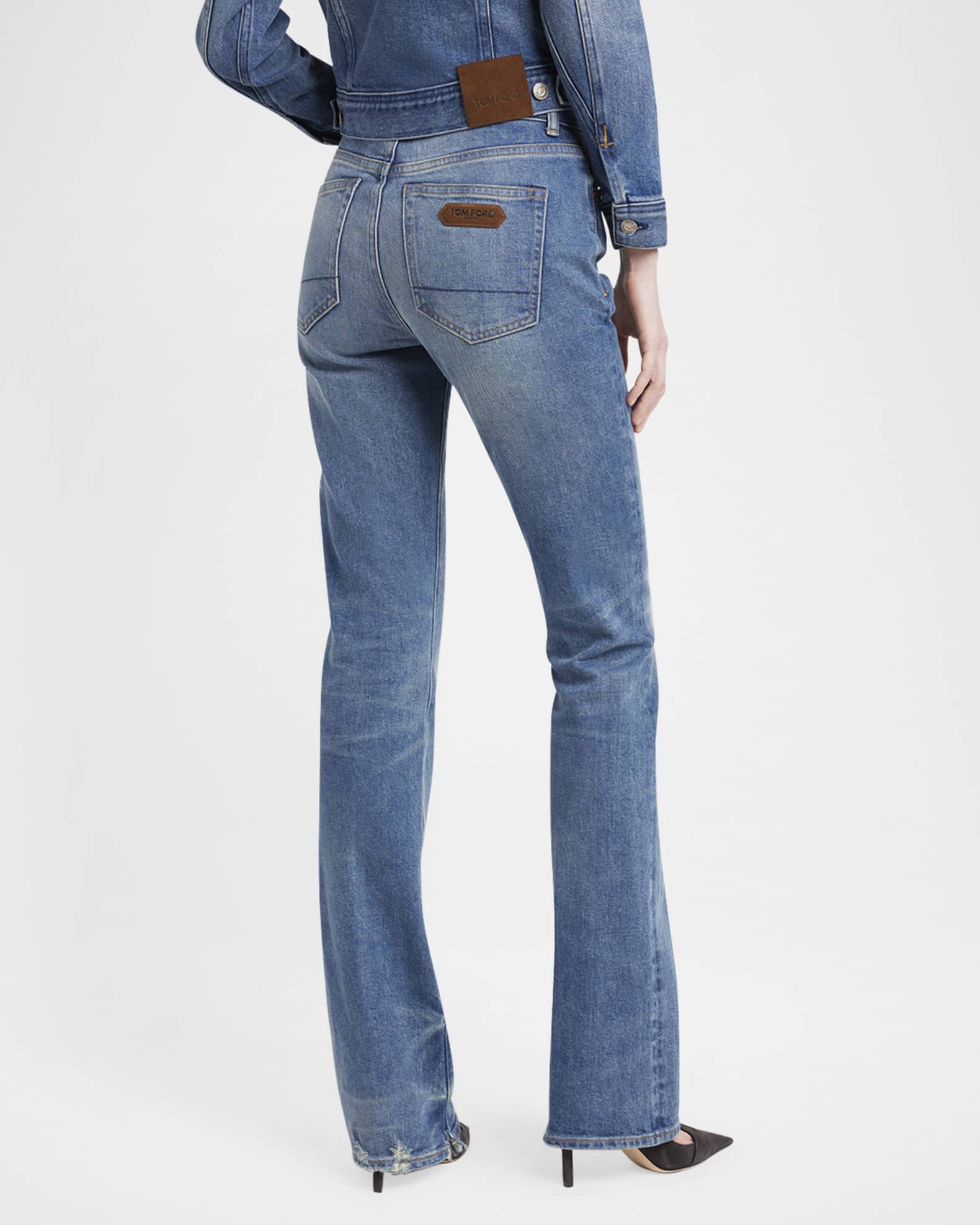 【関税込み】tom ford STONE WASHED DENIM FLARE' JEANS TOM FORD Japanese Stonewashed Denim Flare Pants | Neiman Marcus