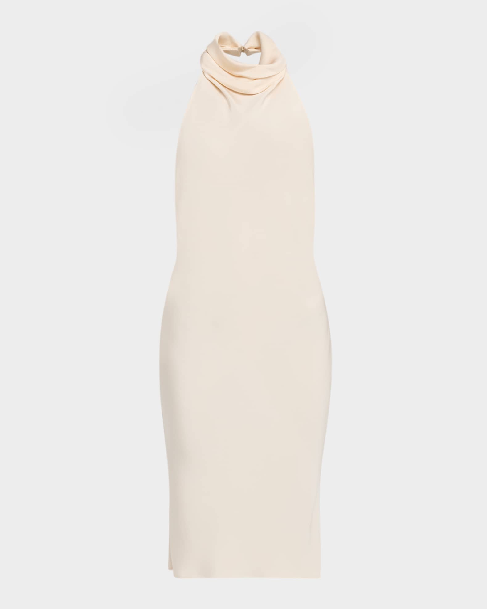 Cowl Halter Silk Sable Backless Cocktail Dress 0