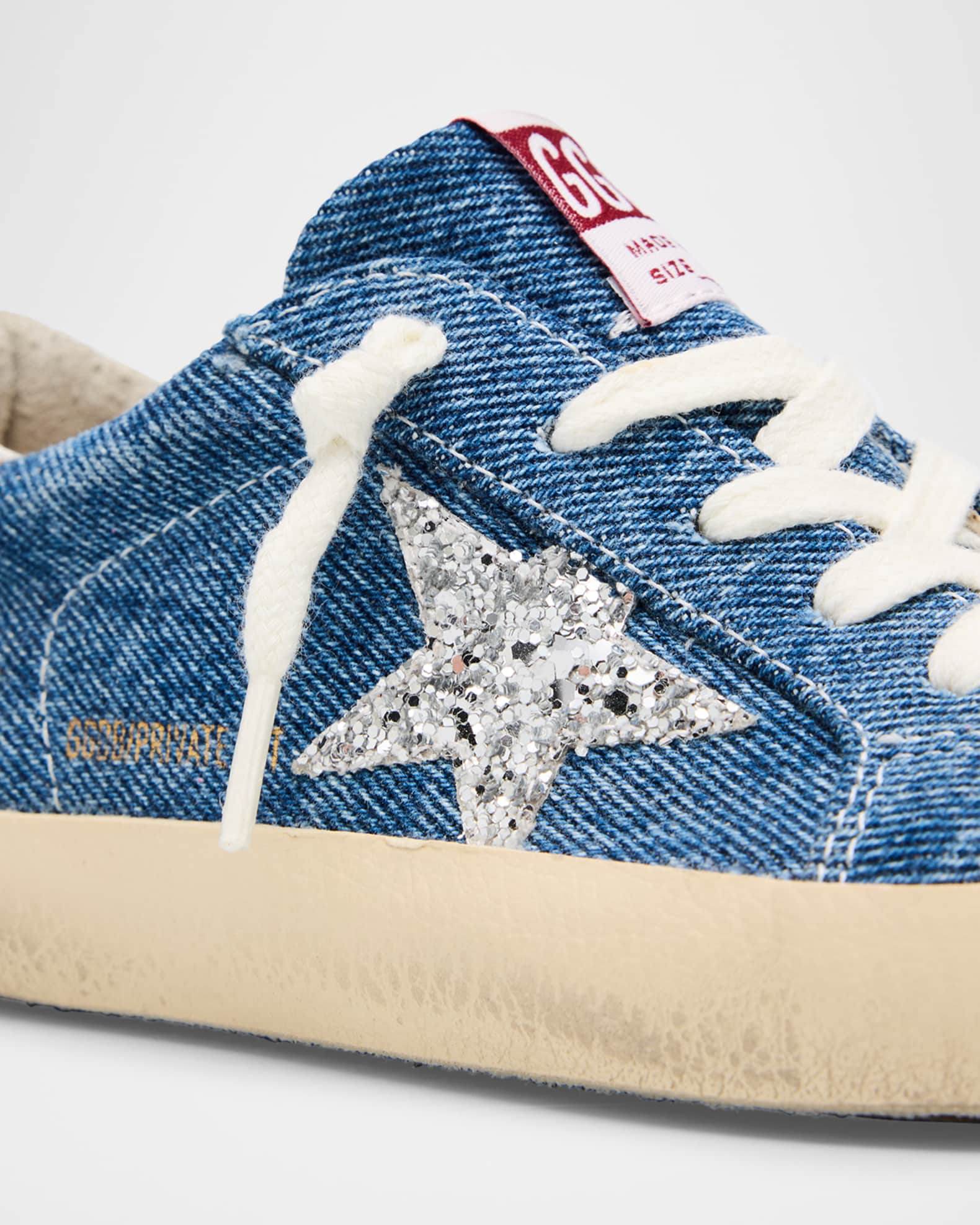 Girl's Superstar Denim Lace Up Sneakers, Size Baby/Toddlers