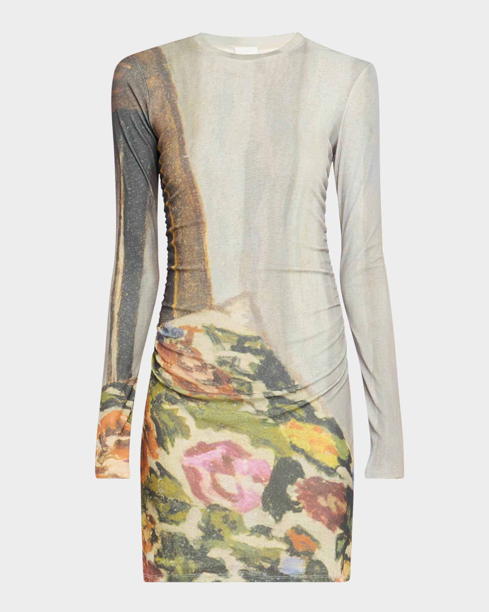 Leid Printed Mesh Jersey Mini Dress 0