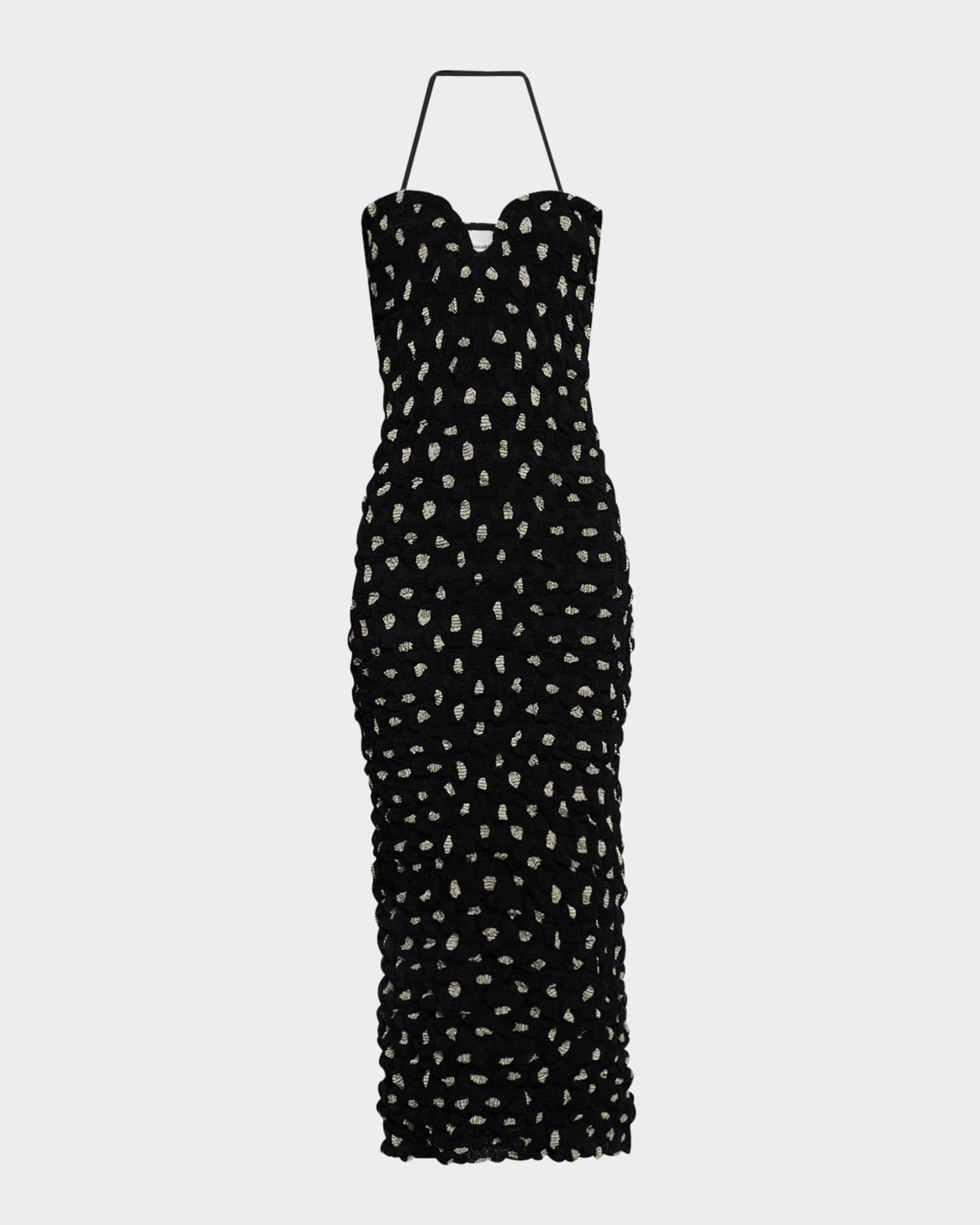 Haylen Seersucker Chiffon Halter Midi Dress 0