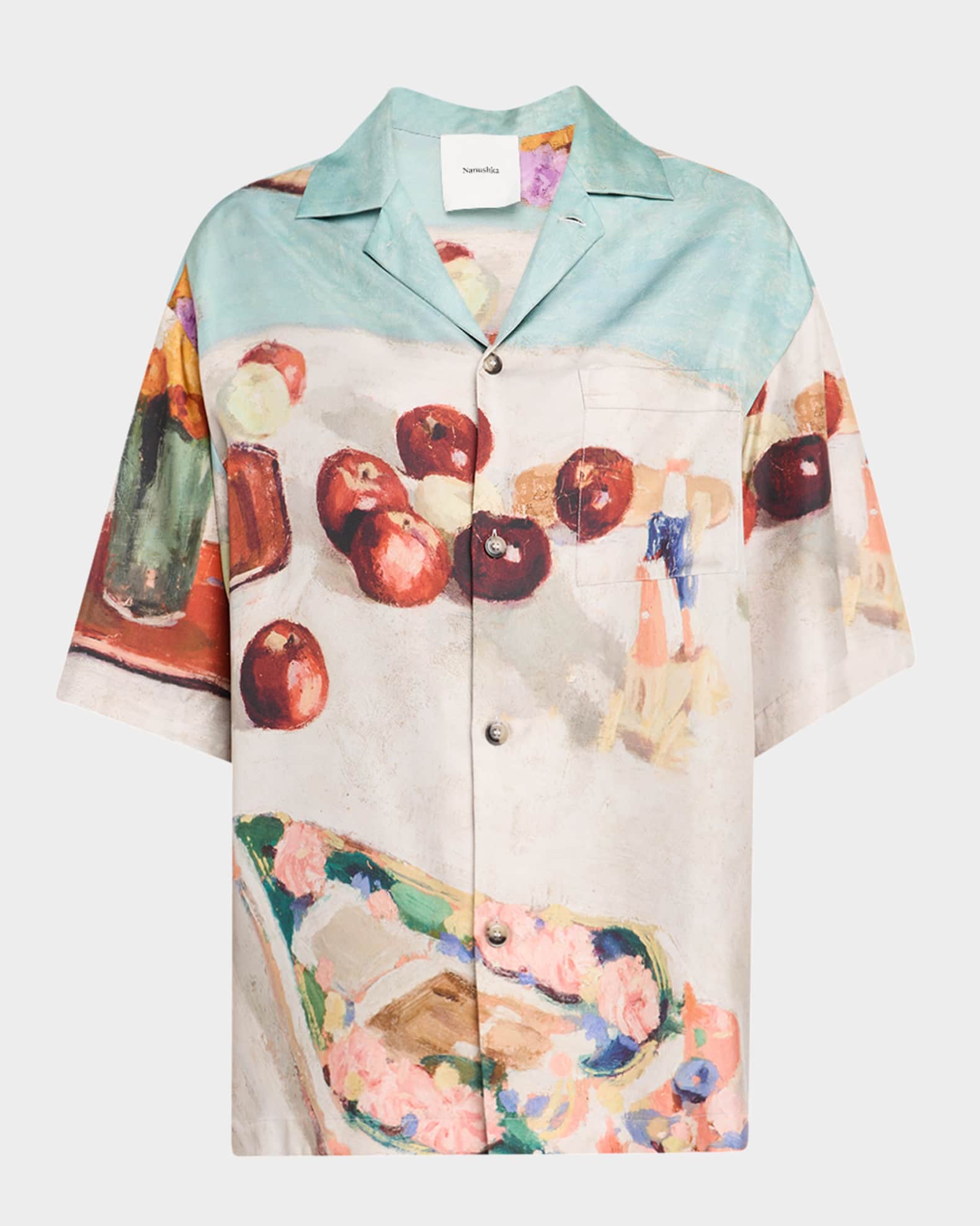 Nanushka Caspian Button-Front Silk Twill Shirt | Neiman Marcus