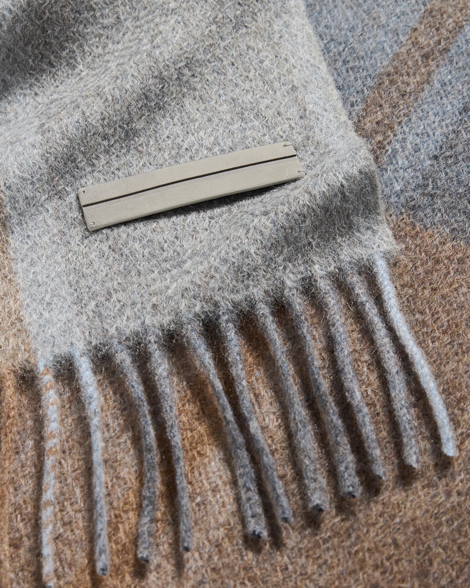 ZEGNA Men's Oasi Cashmere Madras Check Scarf with Leather Brand Mark ...