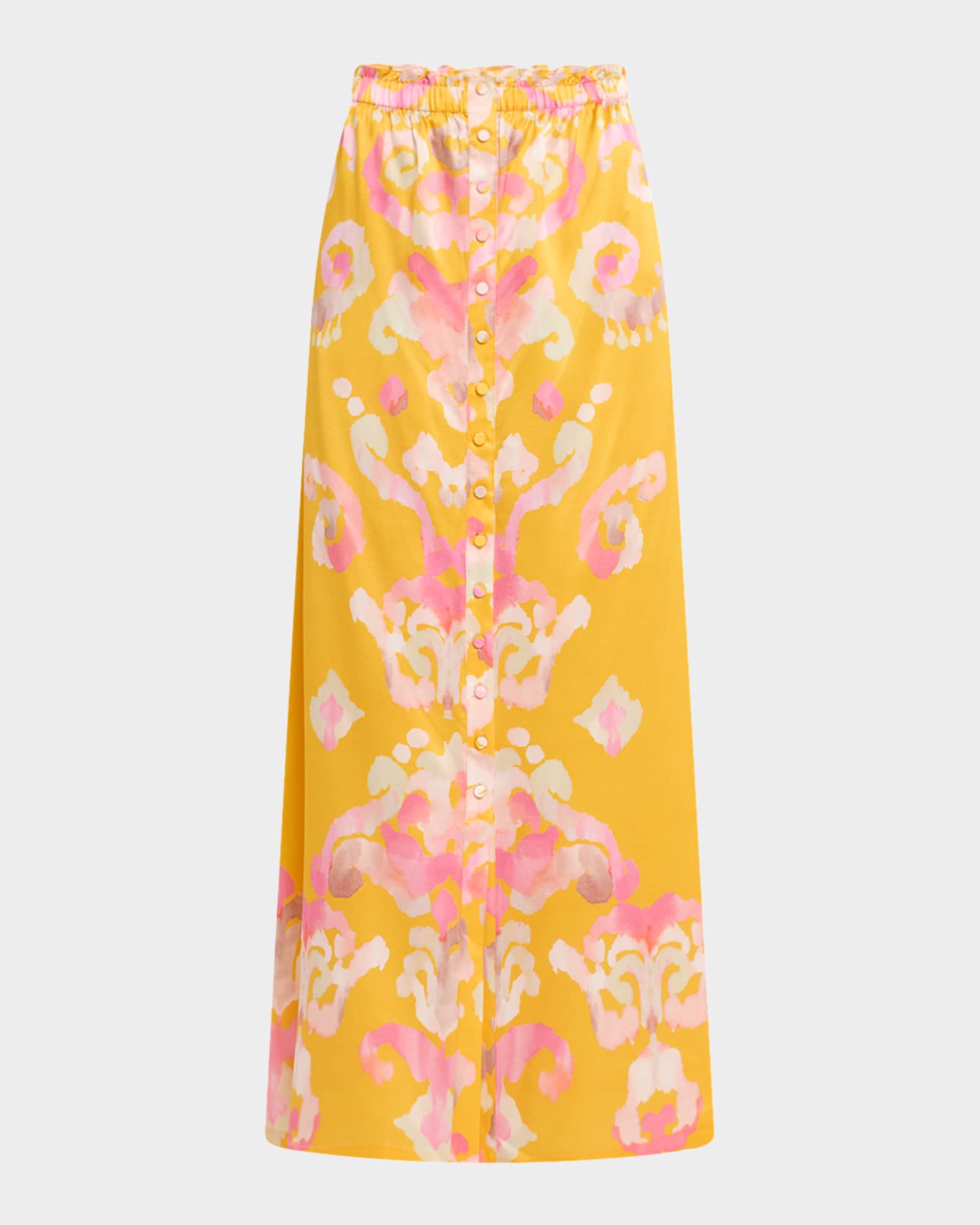 Bastien Button-Front Silk Maxi Skirt 0