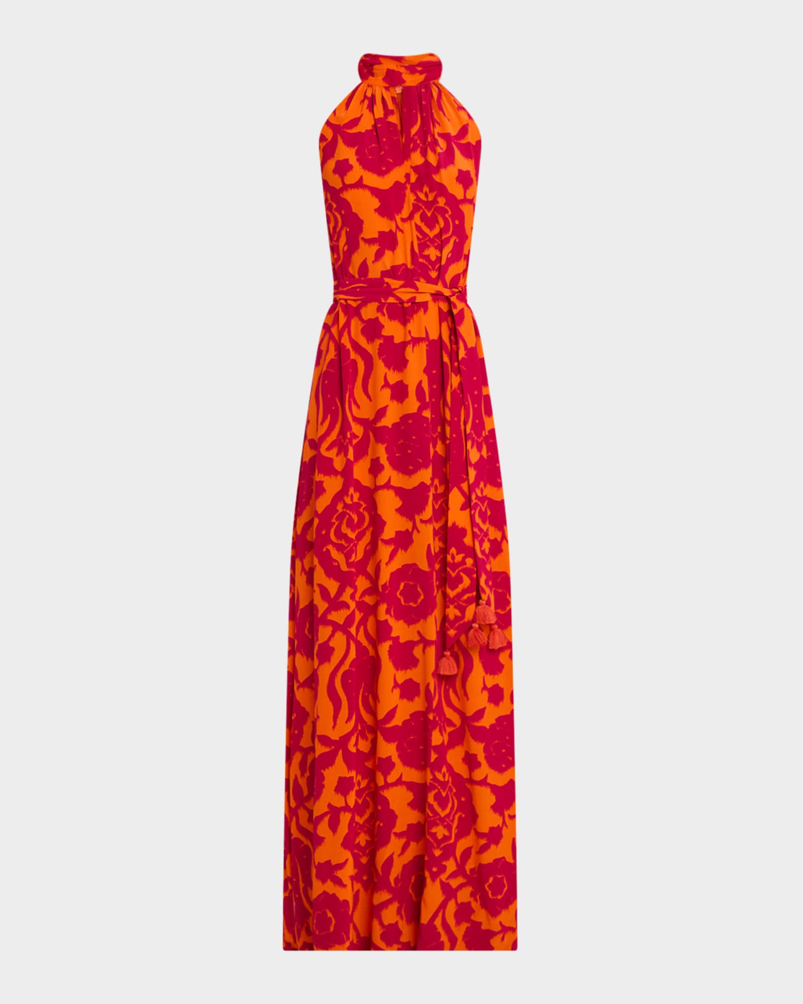 Yvette Floral Keyhole Halter Maxi Dress 0