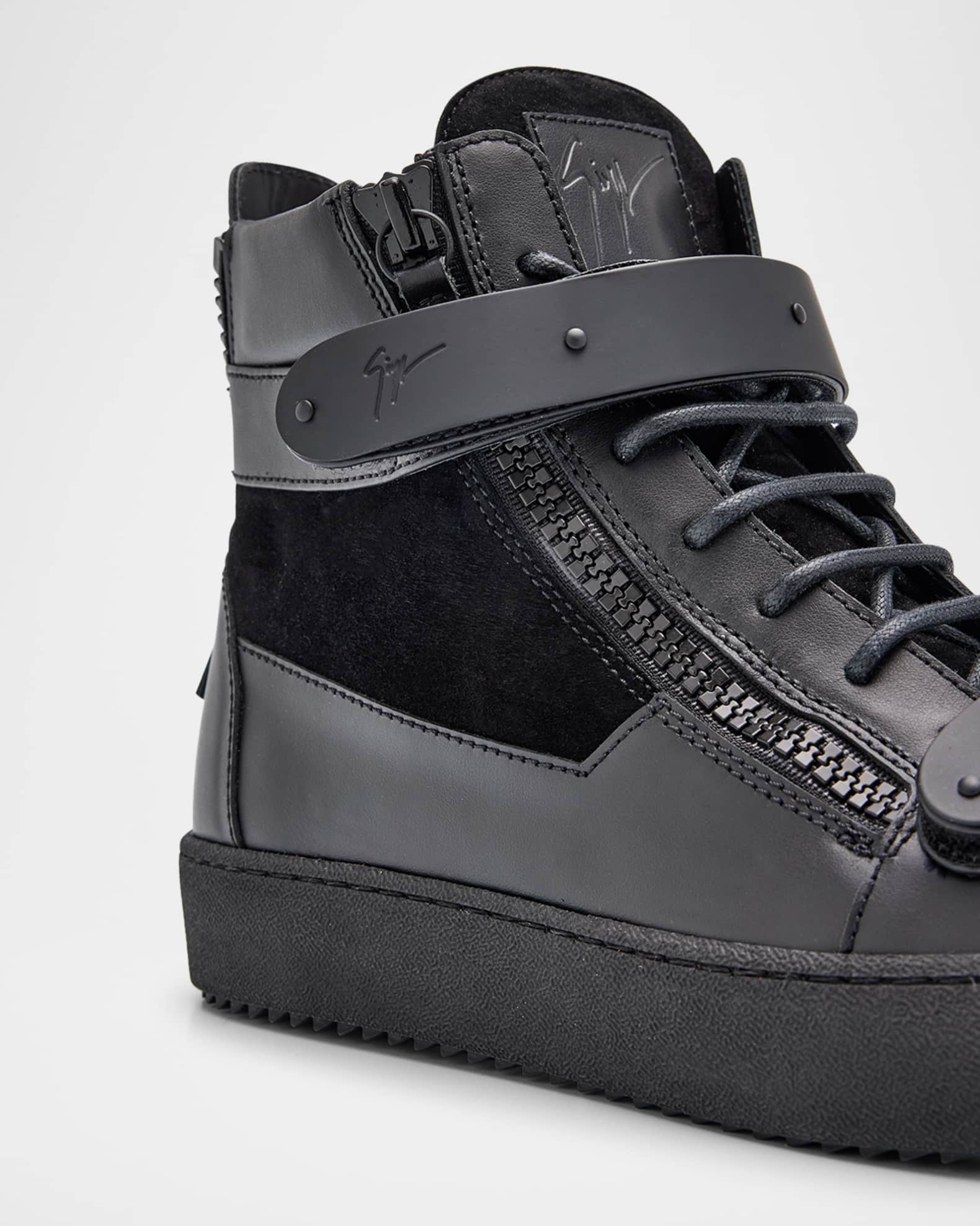 Giuseppe Zanotti Men's Ru50040 Leather and Suede Zip High-Top
