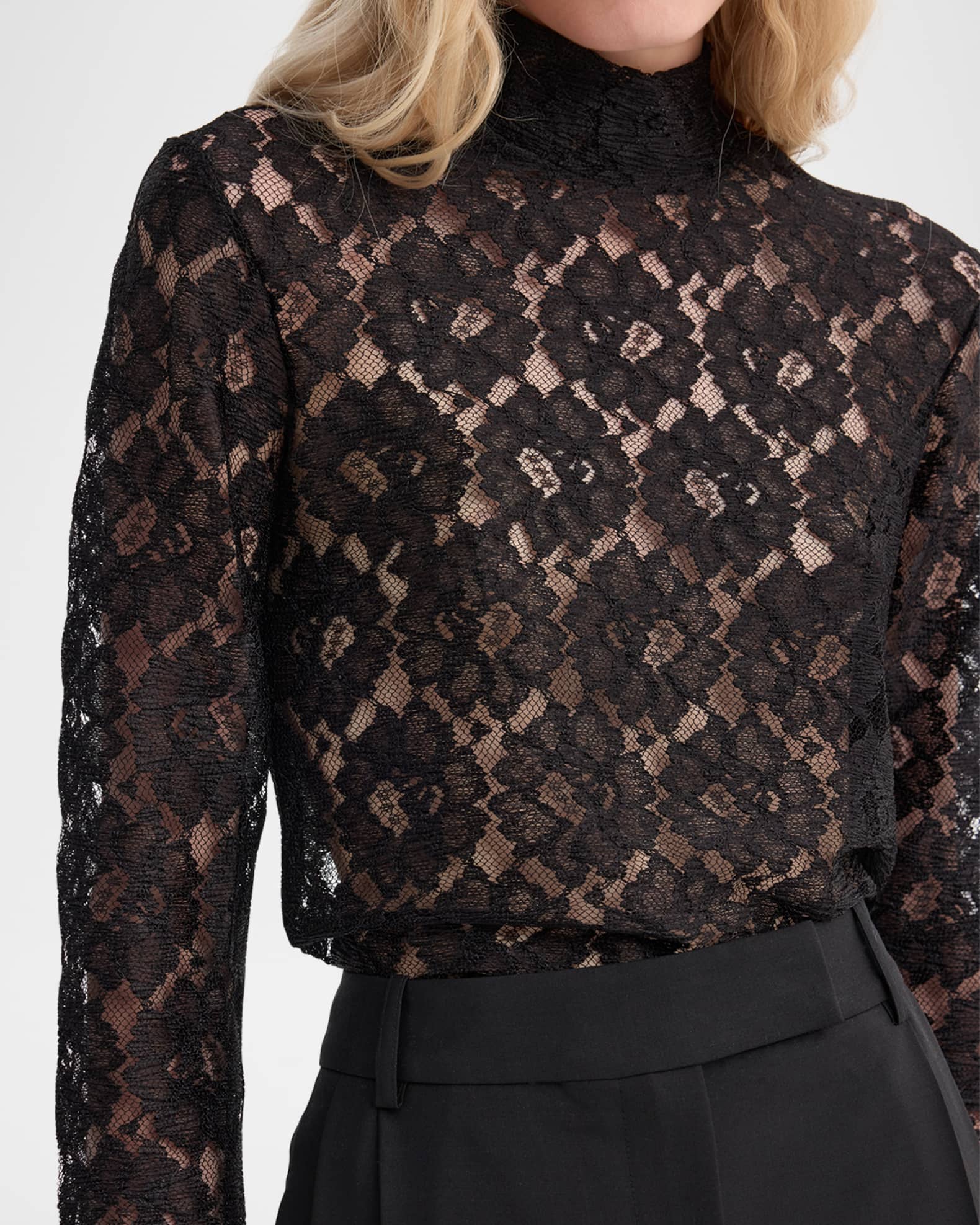 Rohe Lace Turtleneck Top | Neiman Marcus