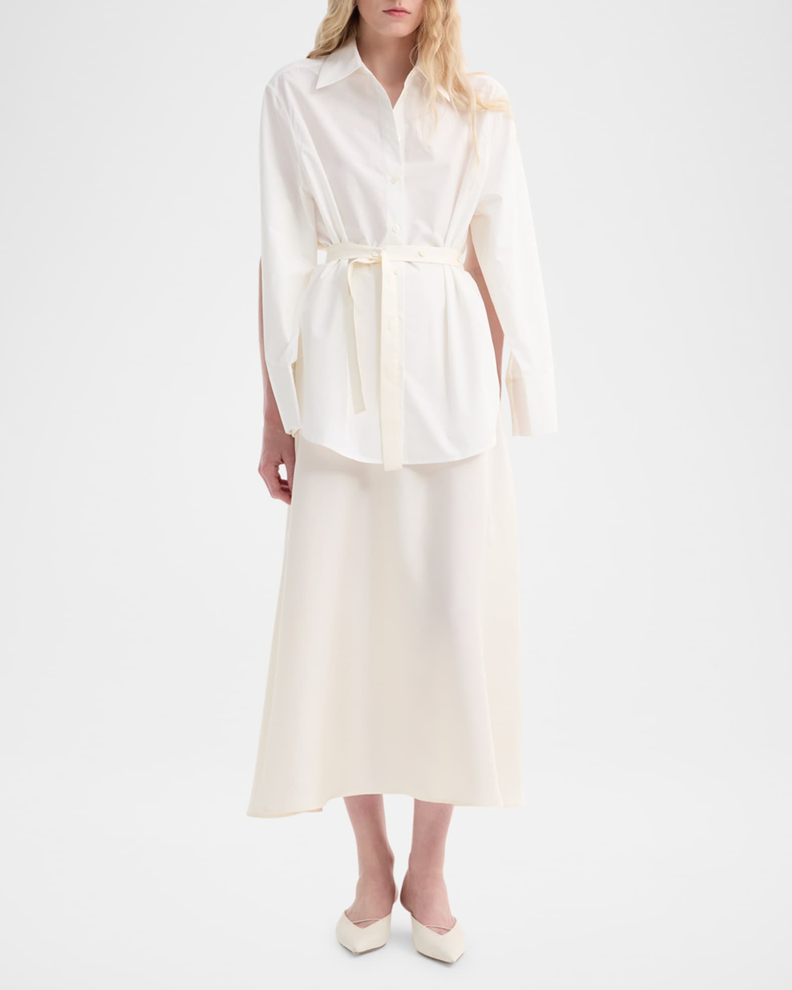 Silk-Poplin Combo Gilet Maxi Dress 1