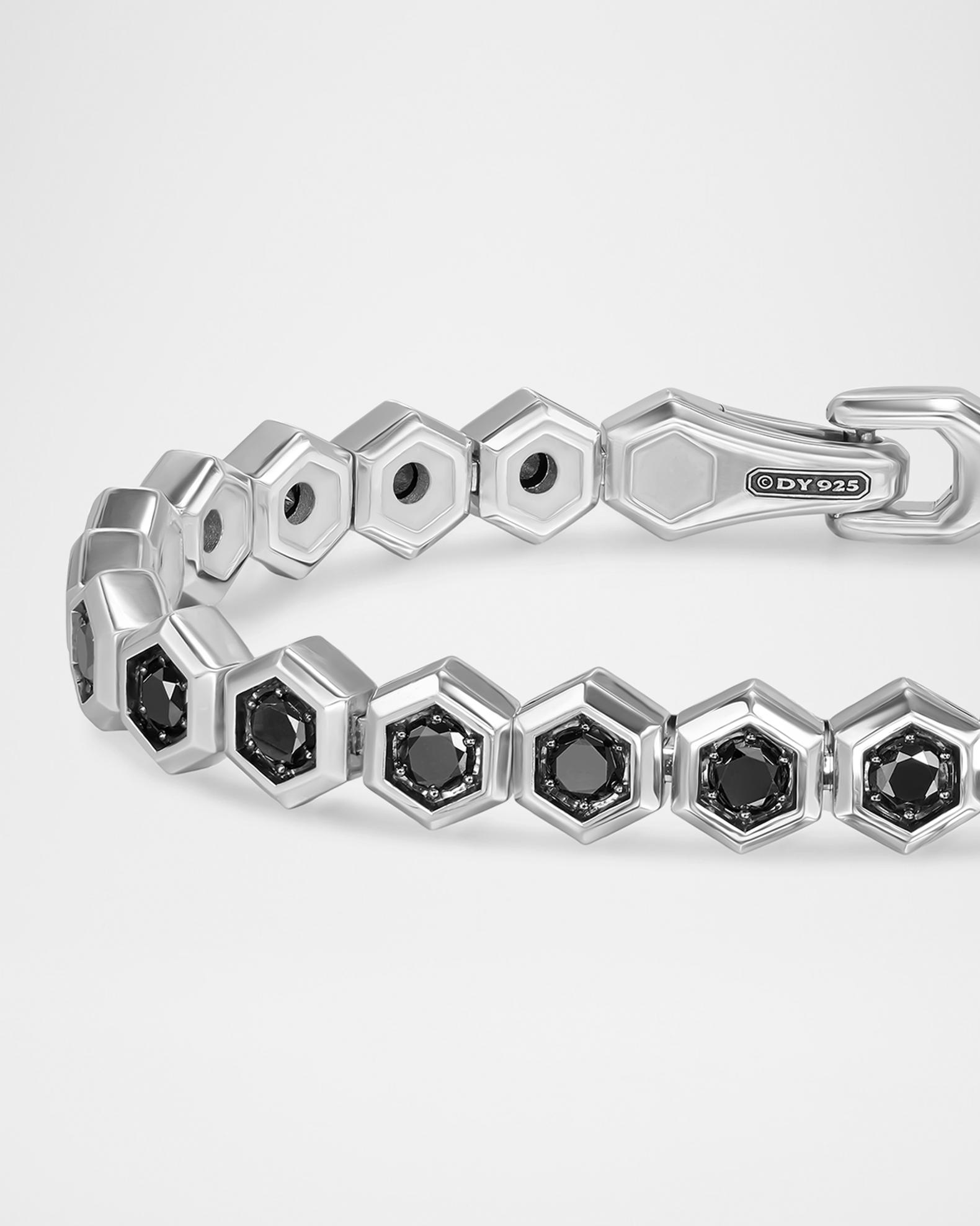David Yurman Men's Tennis Bracelet in Silver with Black Diamonds, 8mm ...