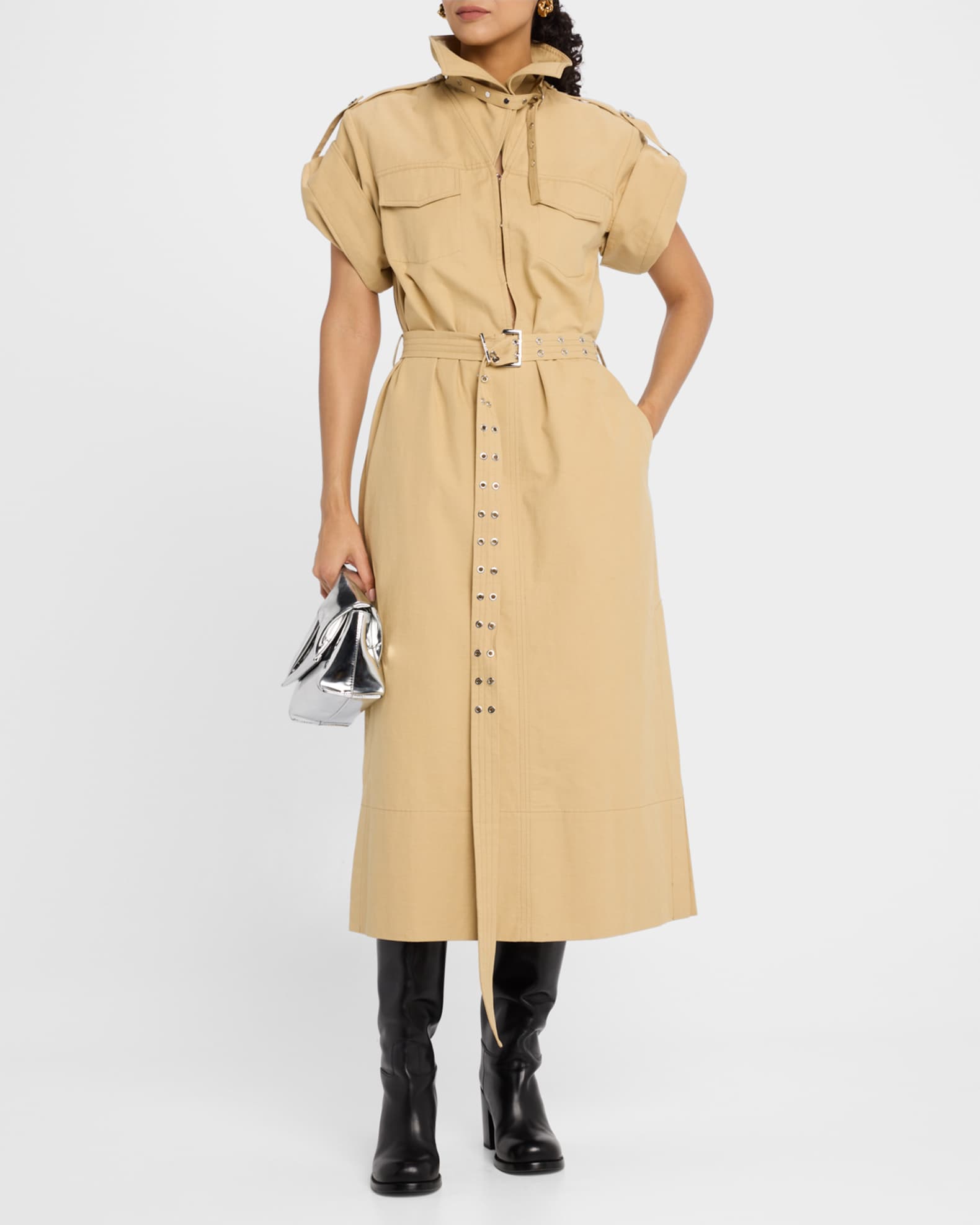 Cowl-Neck Summer Suiting Dress 1