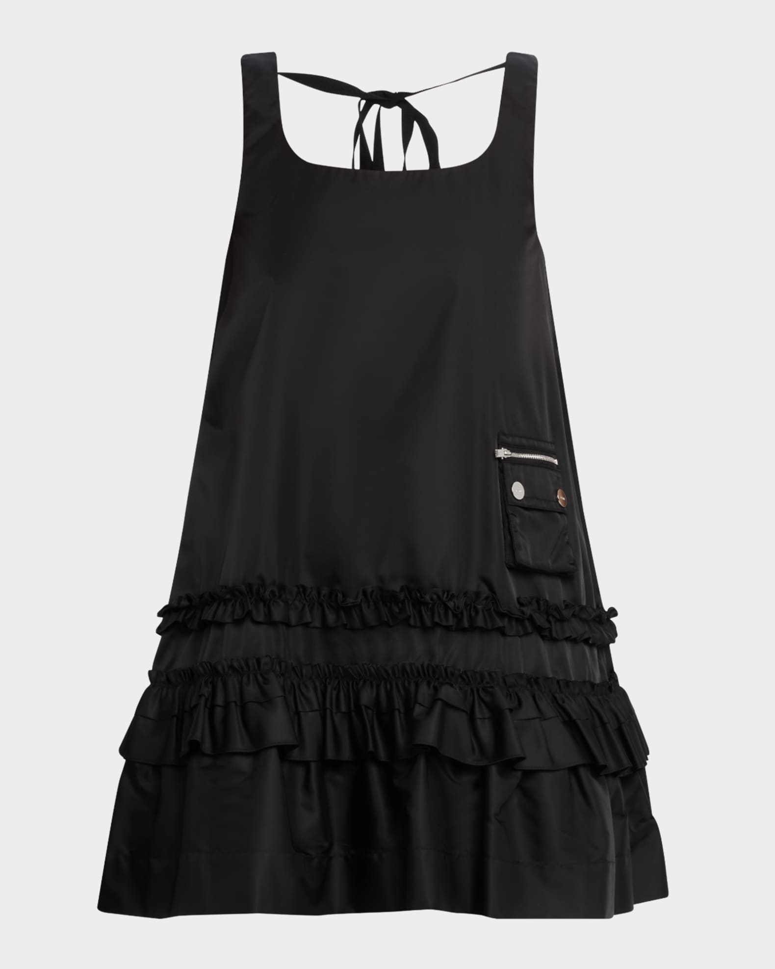 Ganni Frilled Duchesse Satin Mini Dress | Neiman Marcus