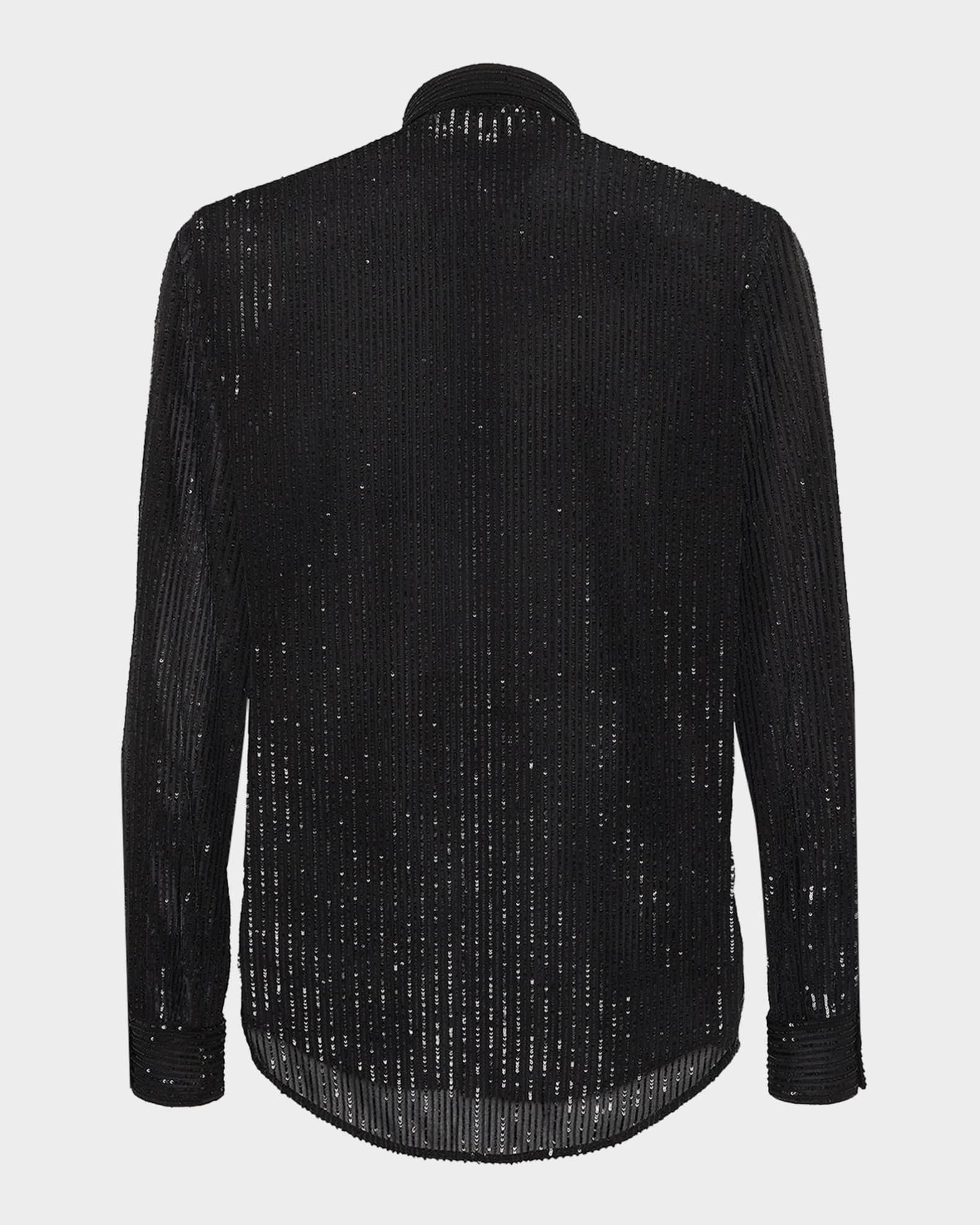 Dsquared2 Men's Sheer Sequin Pinstripe Dress Shirt | Neiman Marcus