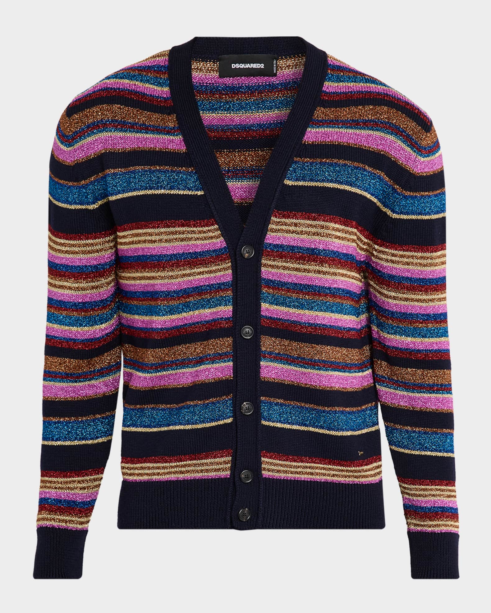 Dsquared2 カーディガン Dsquared2 Men's Metallic Striped V-Neck Cardigan | Neiman Marcus