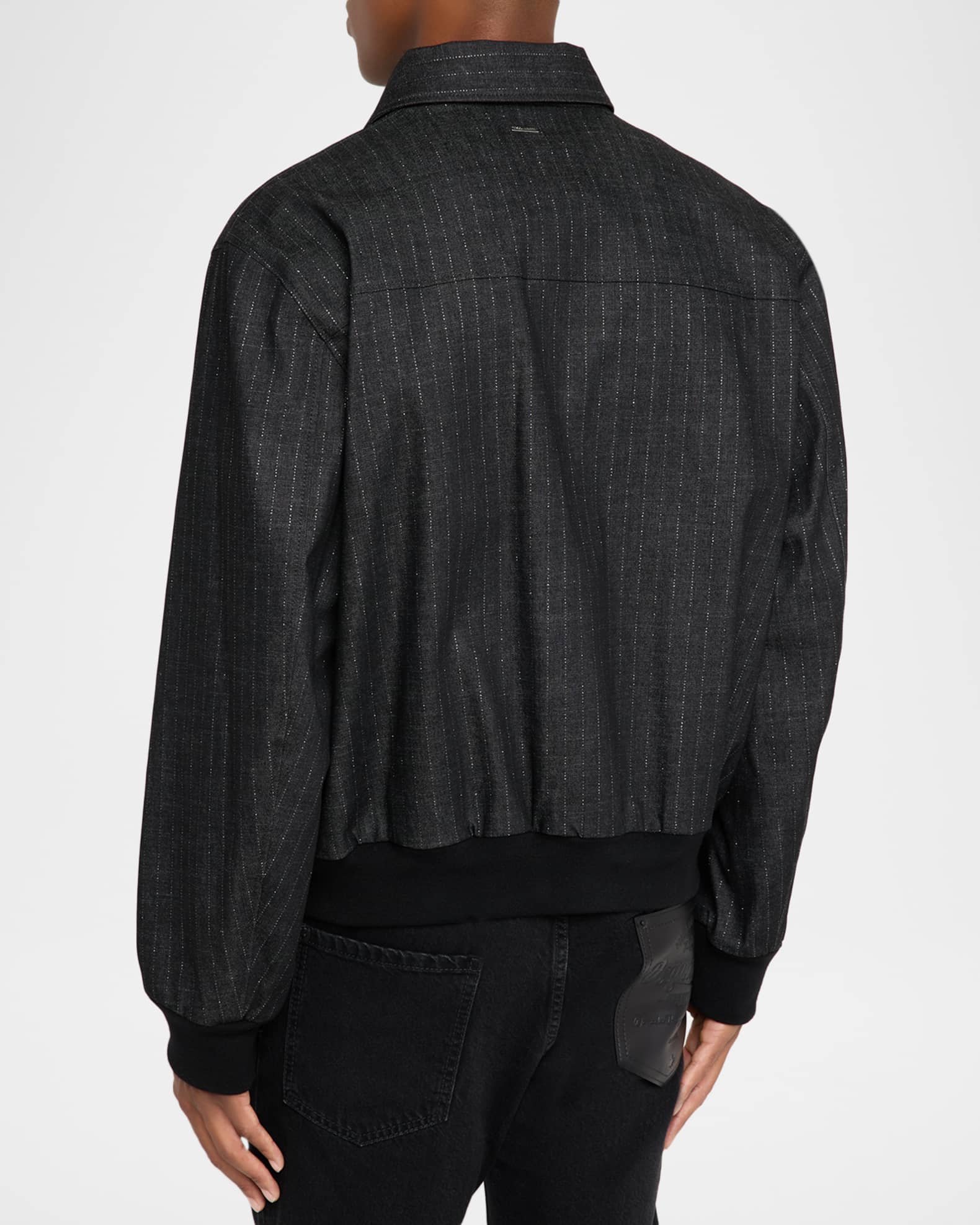 Dsquared2 Men's Denim Pinstripe Zip Jacket | Neiman Marcus