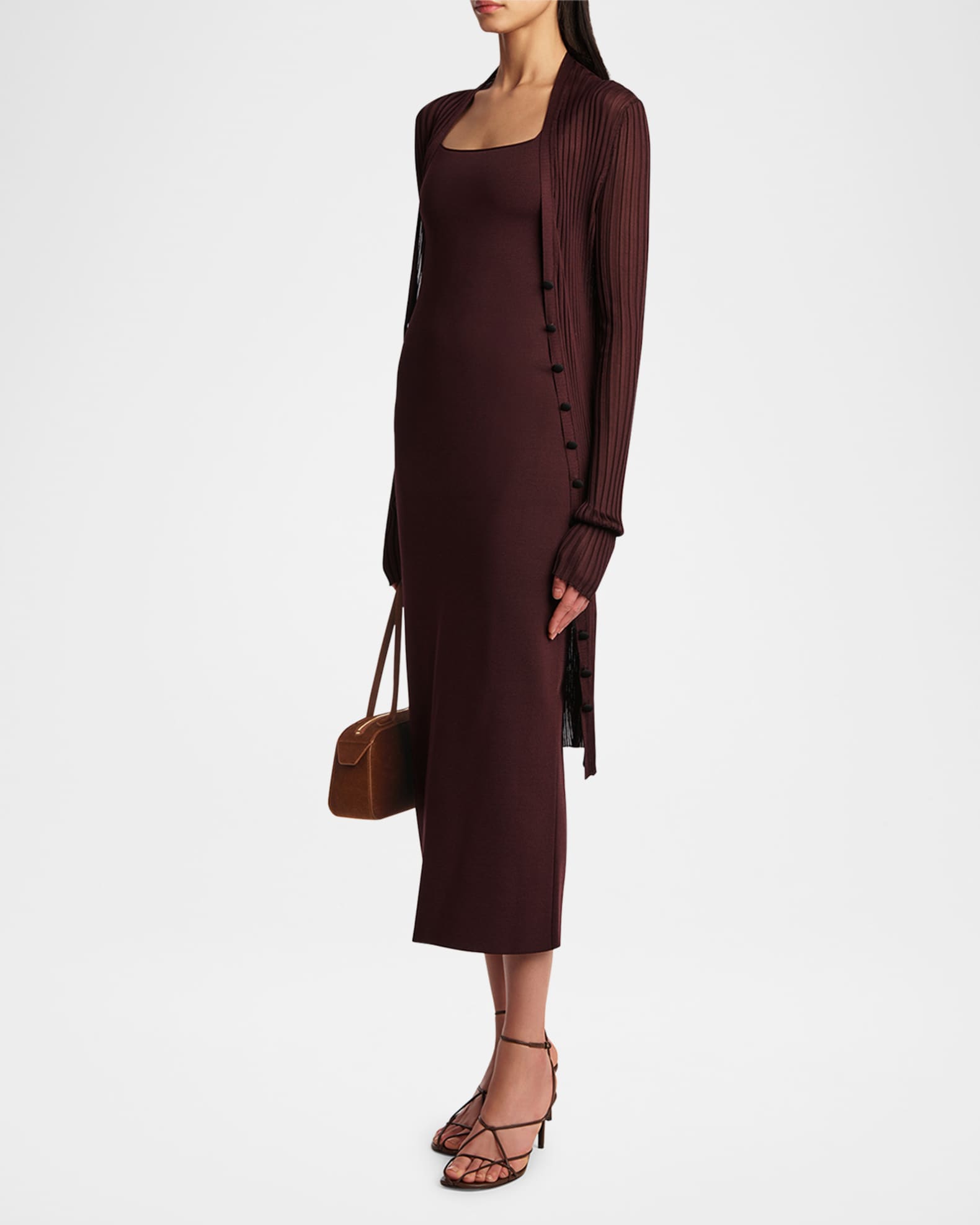 Ramon Wide Rib V-Neck Long Cardigan 1