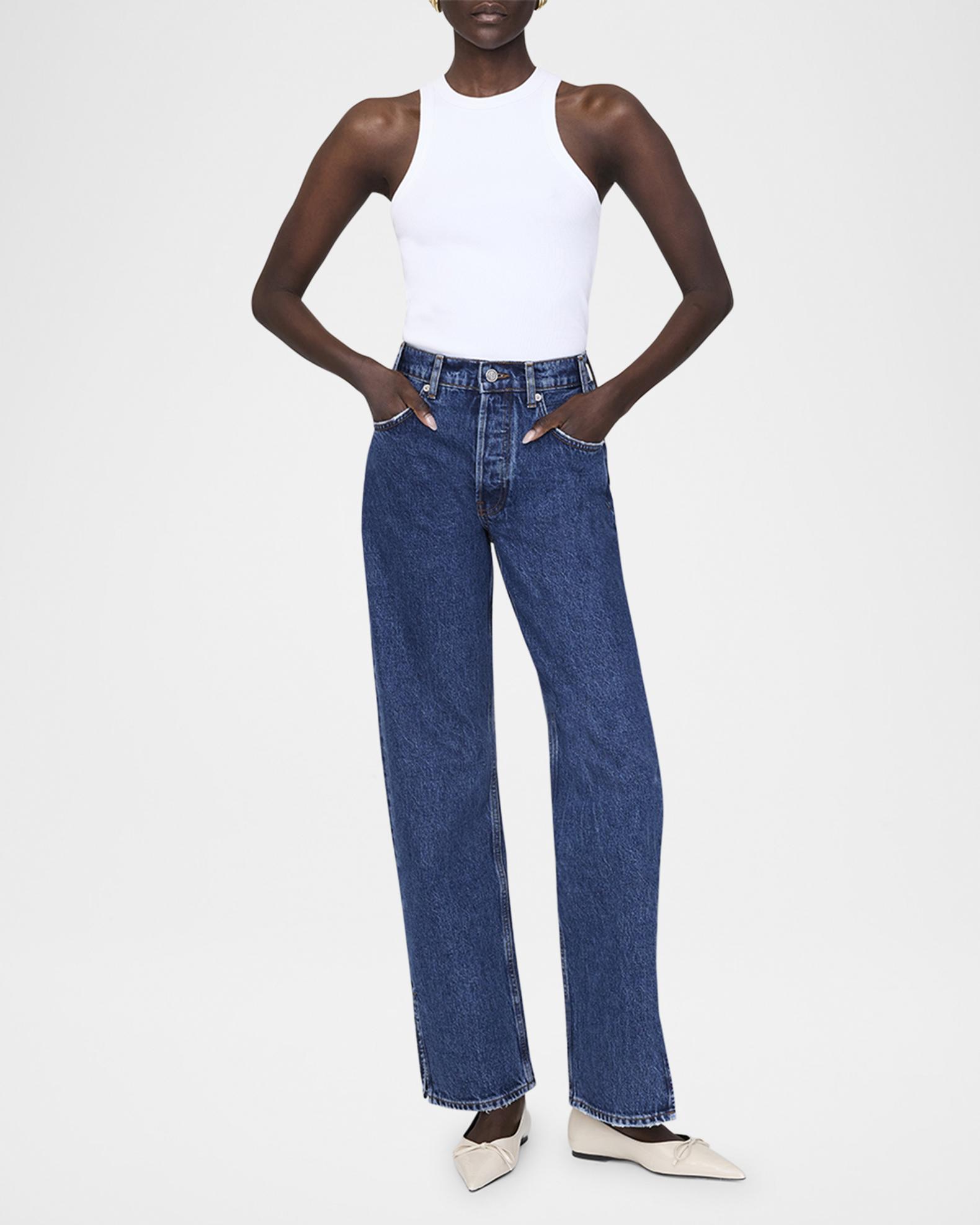 ANINE BING Roy Straight Split-Hem Jeans | Neiman Marcus