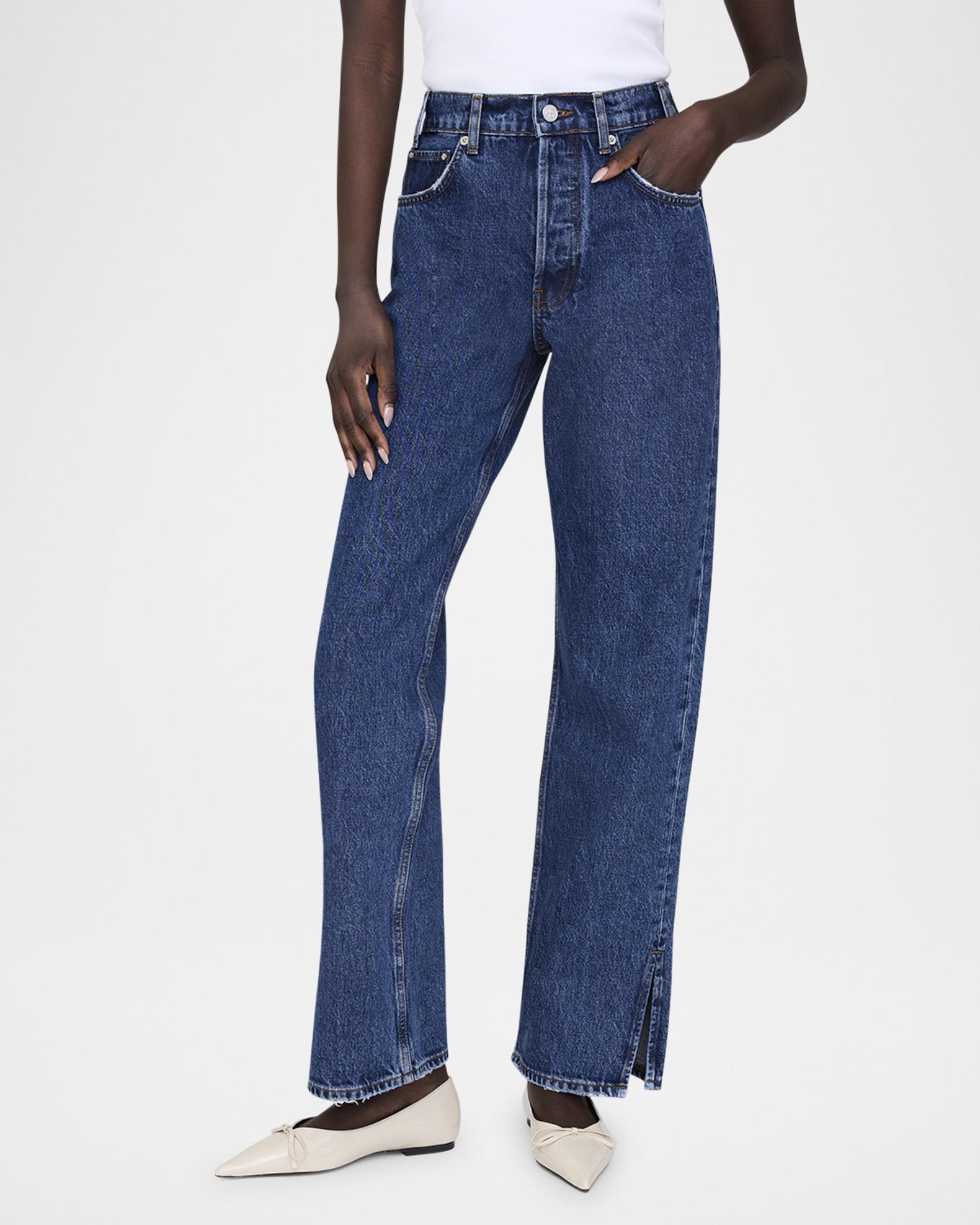 ANINE BING Roy Straight Split-Hem Jeans | Neiman Marcus