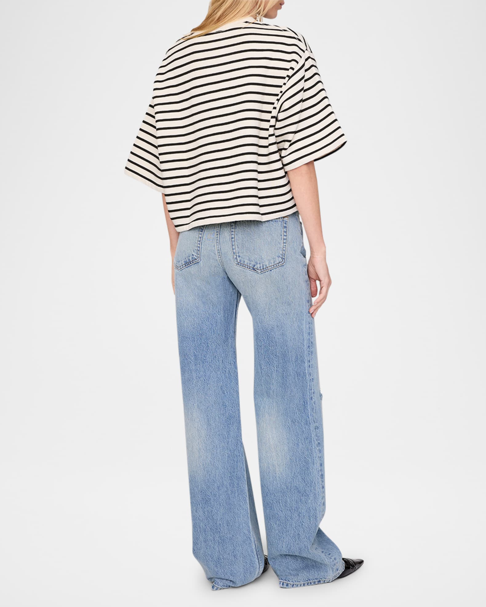 ANINE BING Myers Stripe Cropped Tee | Neiman Marcus