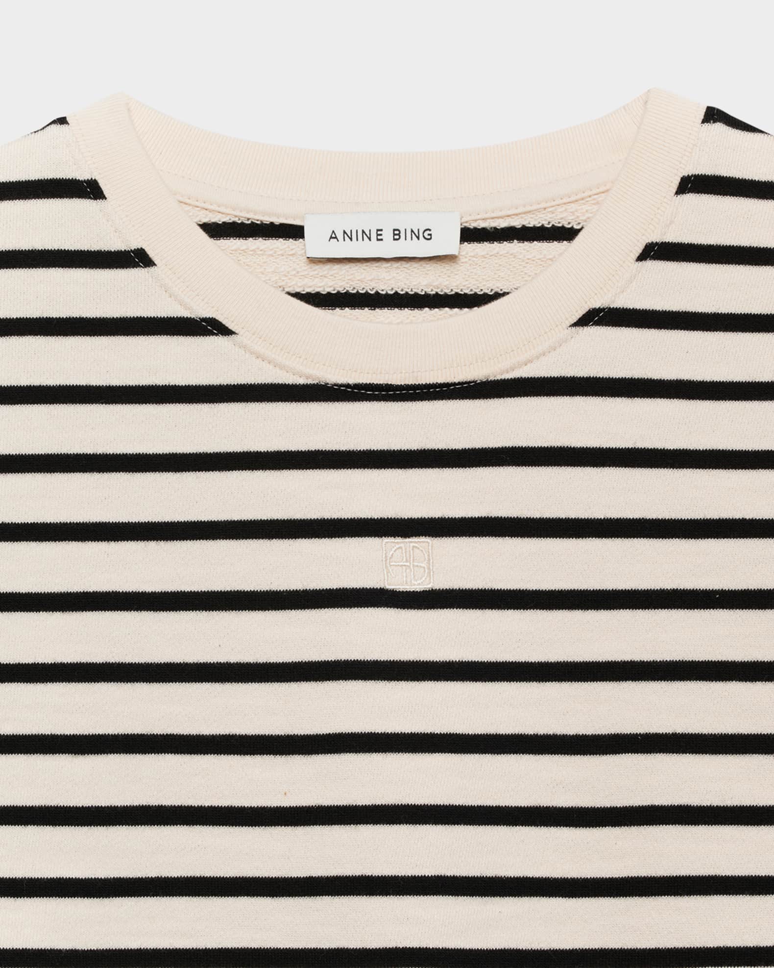 Tシャツ・カットソー ANINE BING \"MYERS CROPPED TEE\" T-SHIRT (A 08 11431 MTL69) ANINE BING Myers Cropped Tee Framed Monogram - Ivory