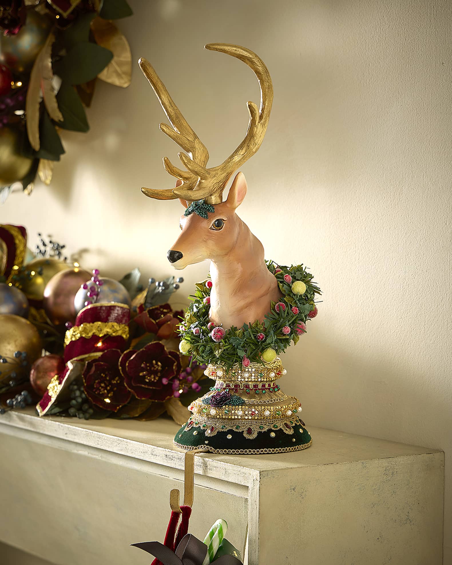 Winter Balsam and Berry Deer Stocking Holder 0