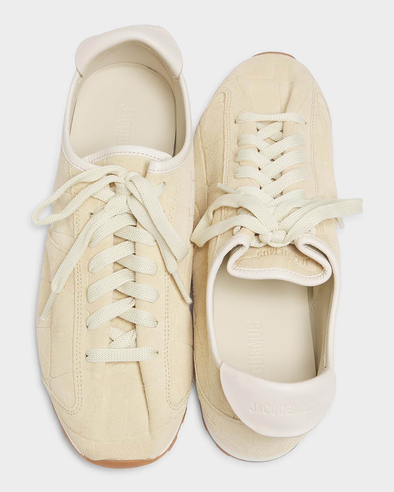 Jacquemus Les Tennis Croc-Embossed Suede Sneakers | Neiman Marcus