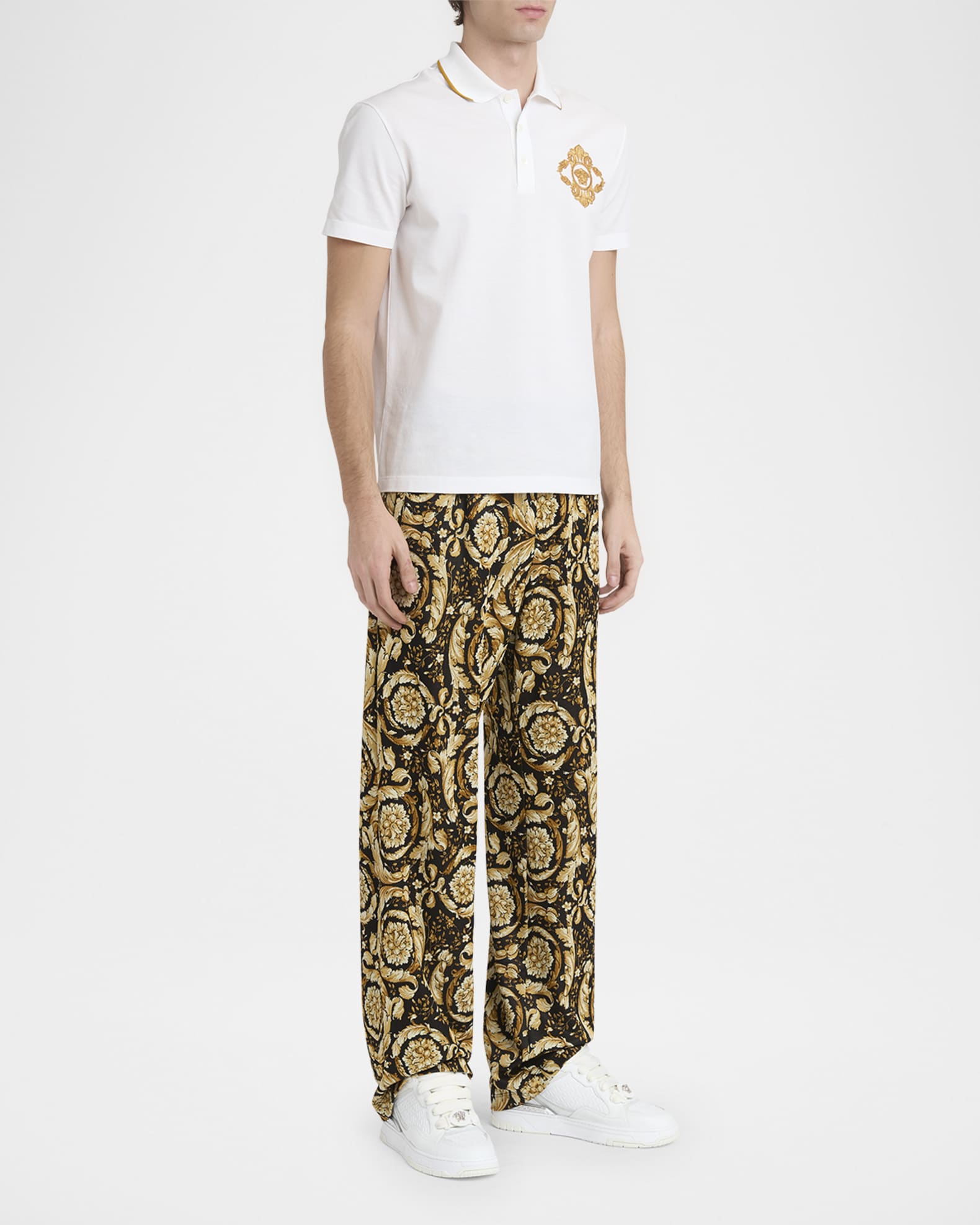 Versace Men's Biggie Basket Leather Sneakers | Neiman Marcus