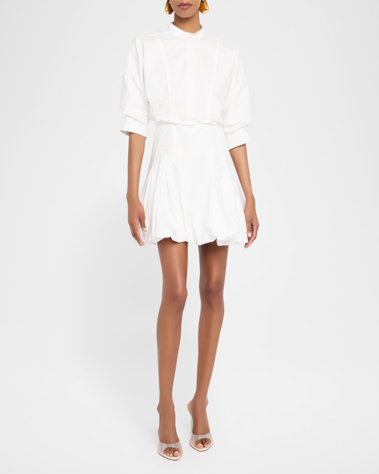 Simkhai Women's Effie Bubble Hem Poplin Shirtdress - White - Size 00