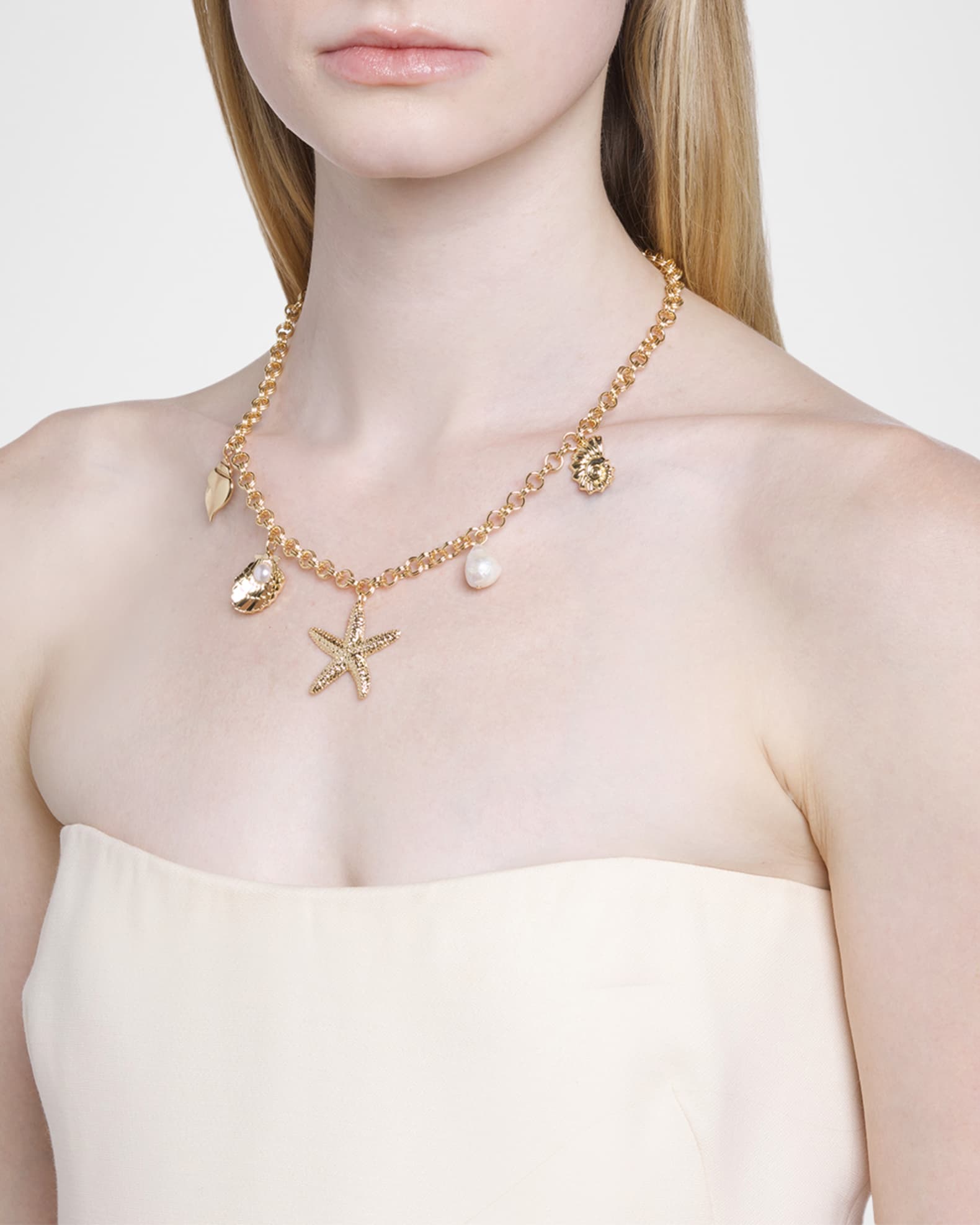 Mariam Charm Necklace with Pearls 1