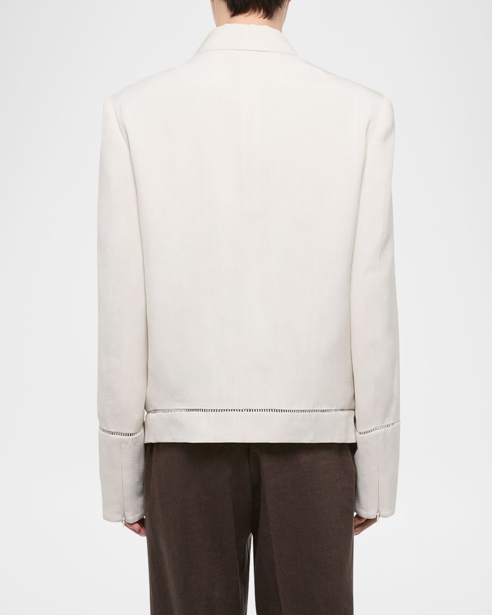 Helmut Lang Men's Ladder-Stitch Border Zip Jacket | Neiman Marcus