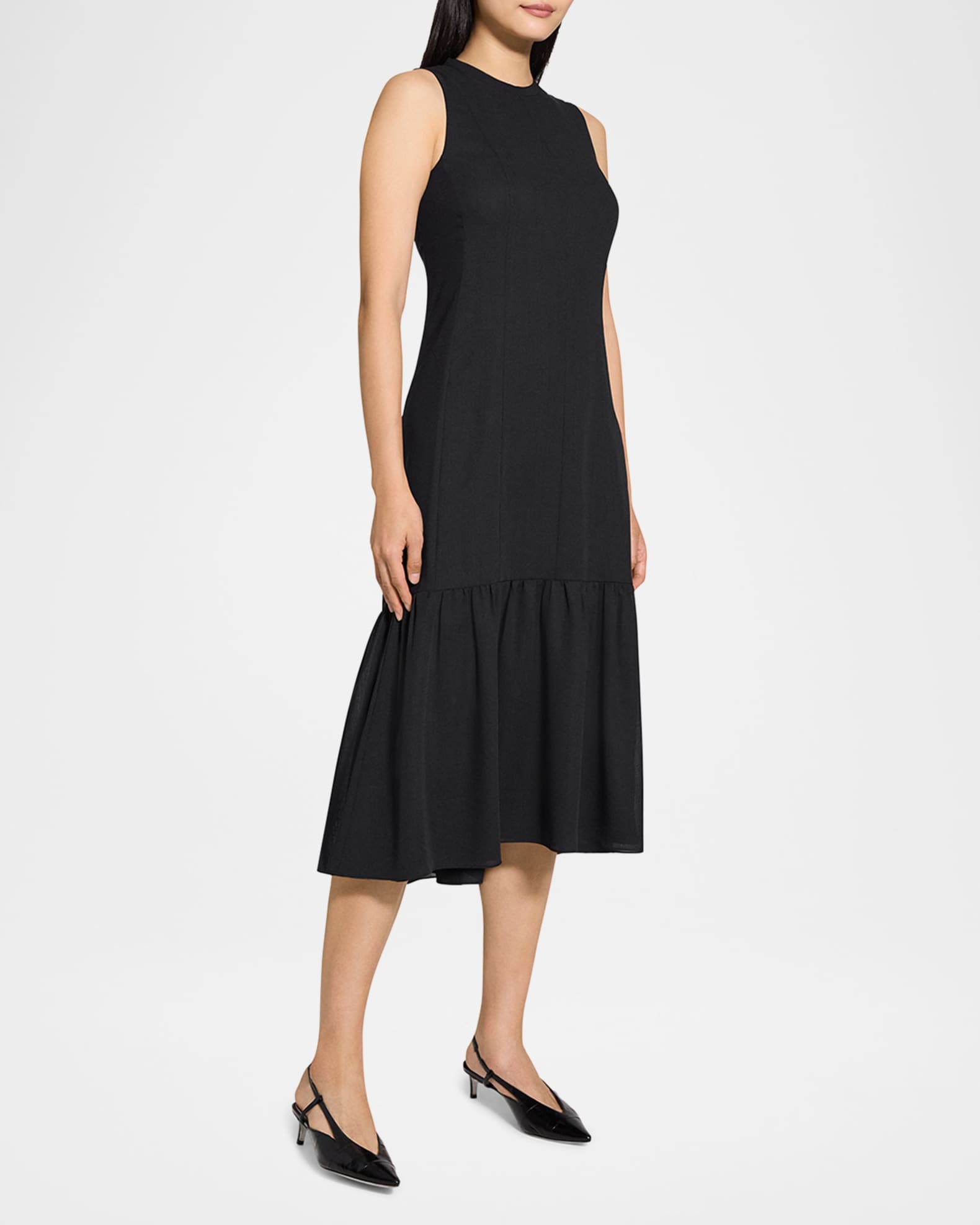 Theory　Lightweight Wool Tiered Dressサイズ0 Theory Tiered Lightweight Wool Midi Dress | Neiman Marcus