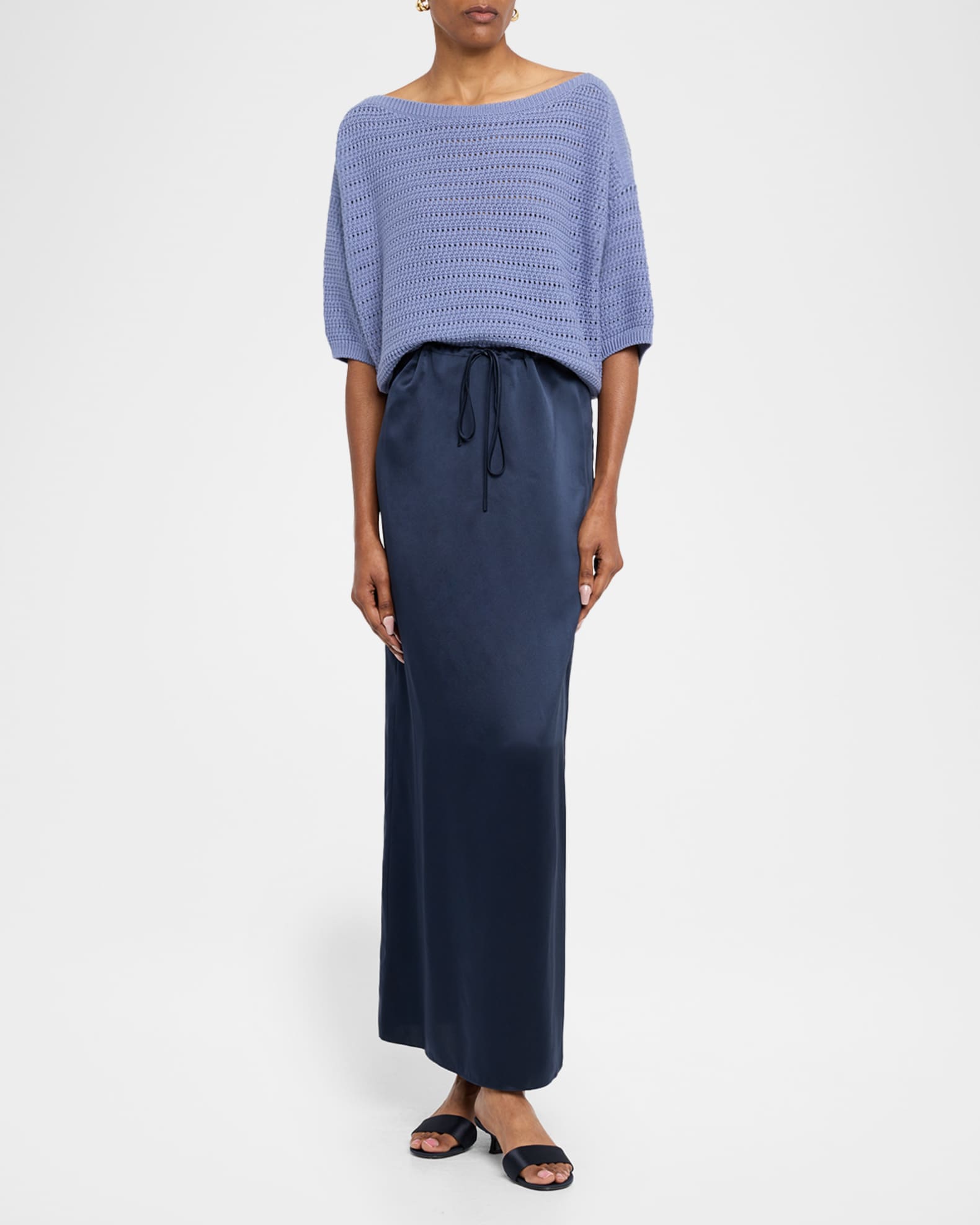 Sol Silk Drawstring Maxi Skirt 1