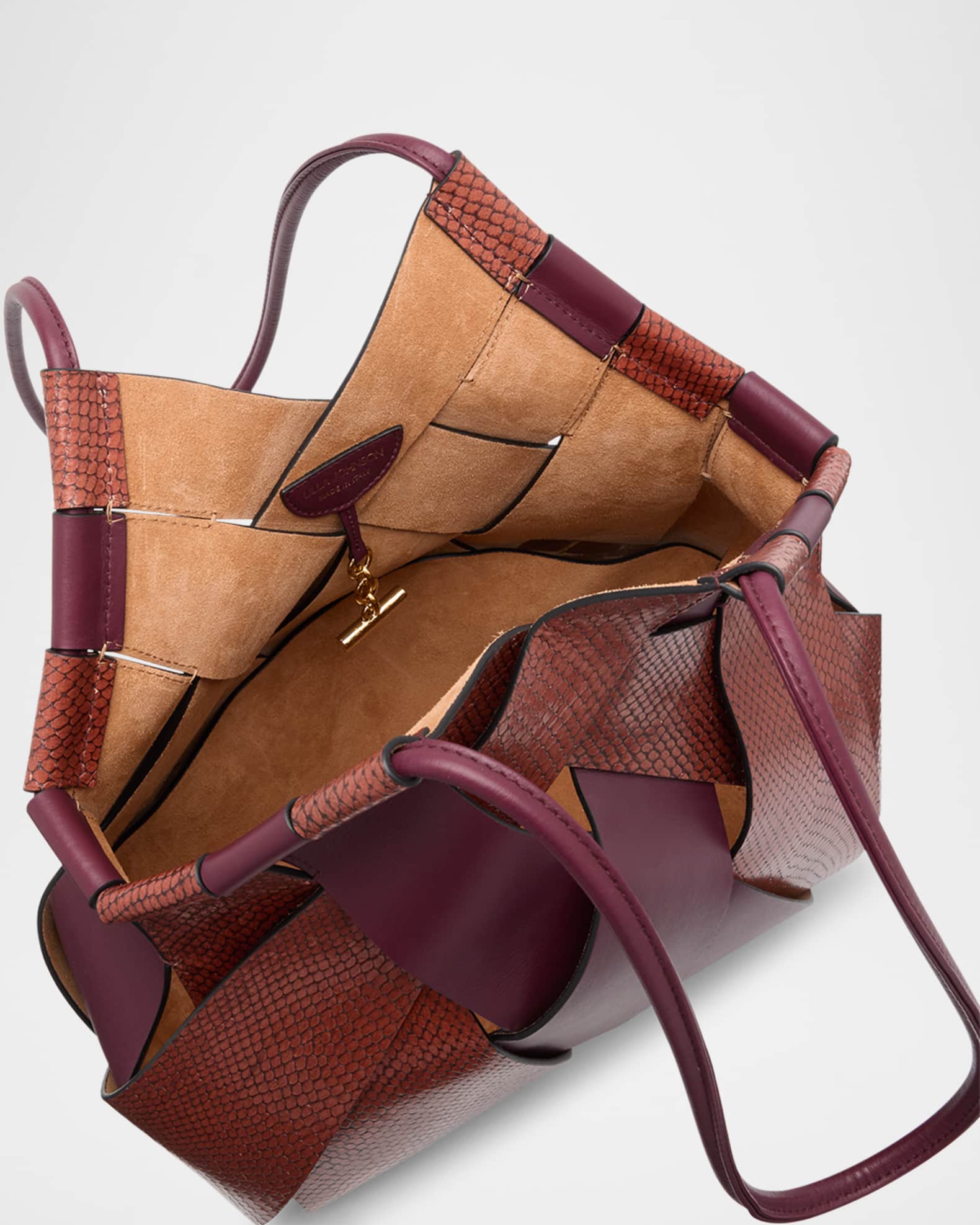 Ulla Johnson Charlotte Woven Snake-Print Leather Tote Bag