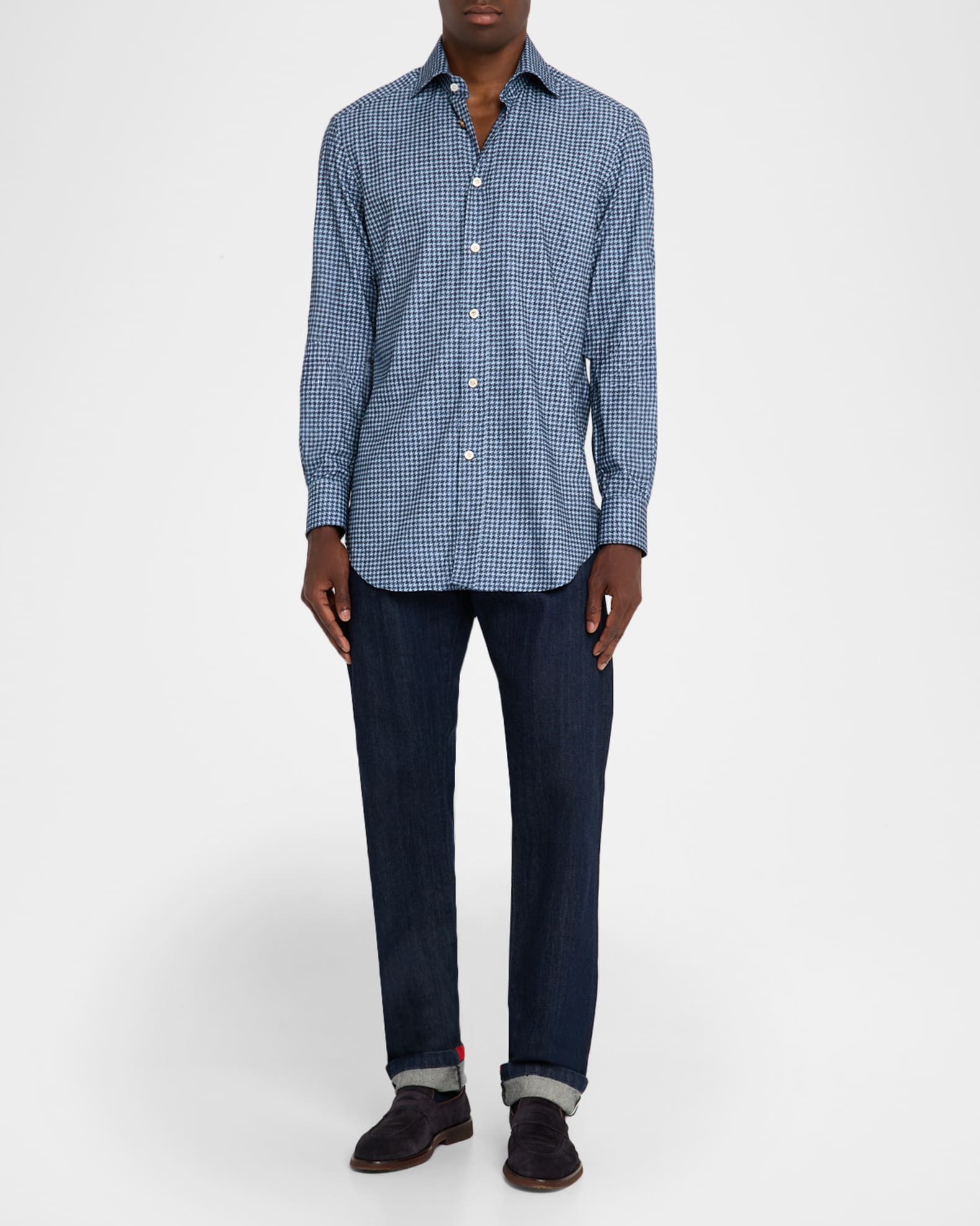 Men's Cotton Houndstooth Classic-Fit Sport Shirt 1