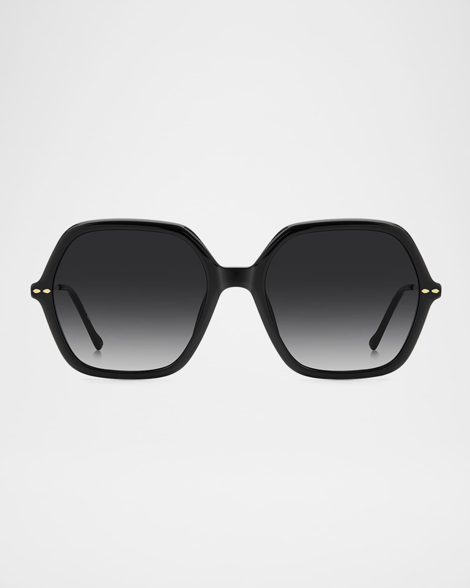 Oversized Square Acetate & Metal Sunglasses  0