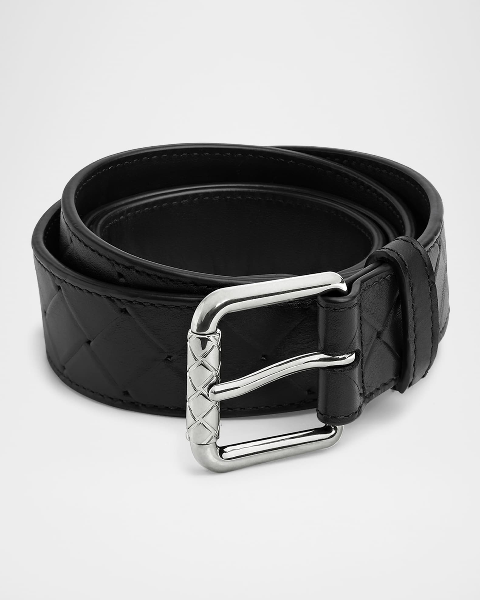 Bottega Veneta Men's Intrecciato Stamp Leather Belt | Neiman