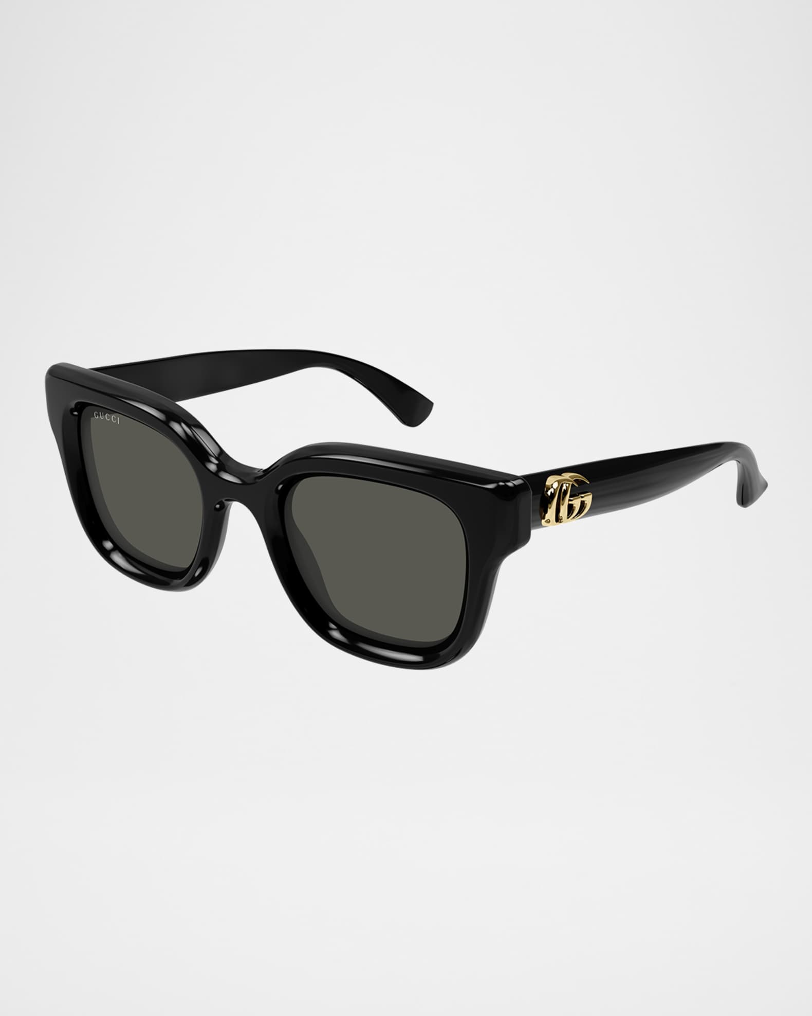Gucci ブラック ラウンド型 サングラス ラウンドフレーム サングラス ・ブラック＆グリーン アセテート