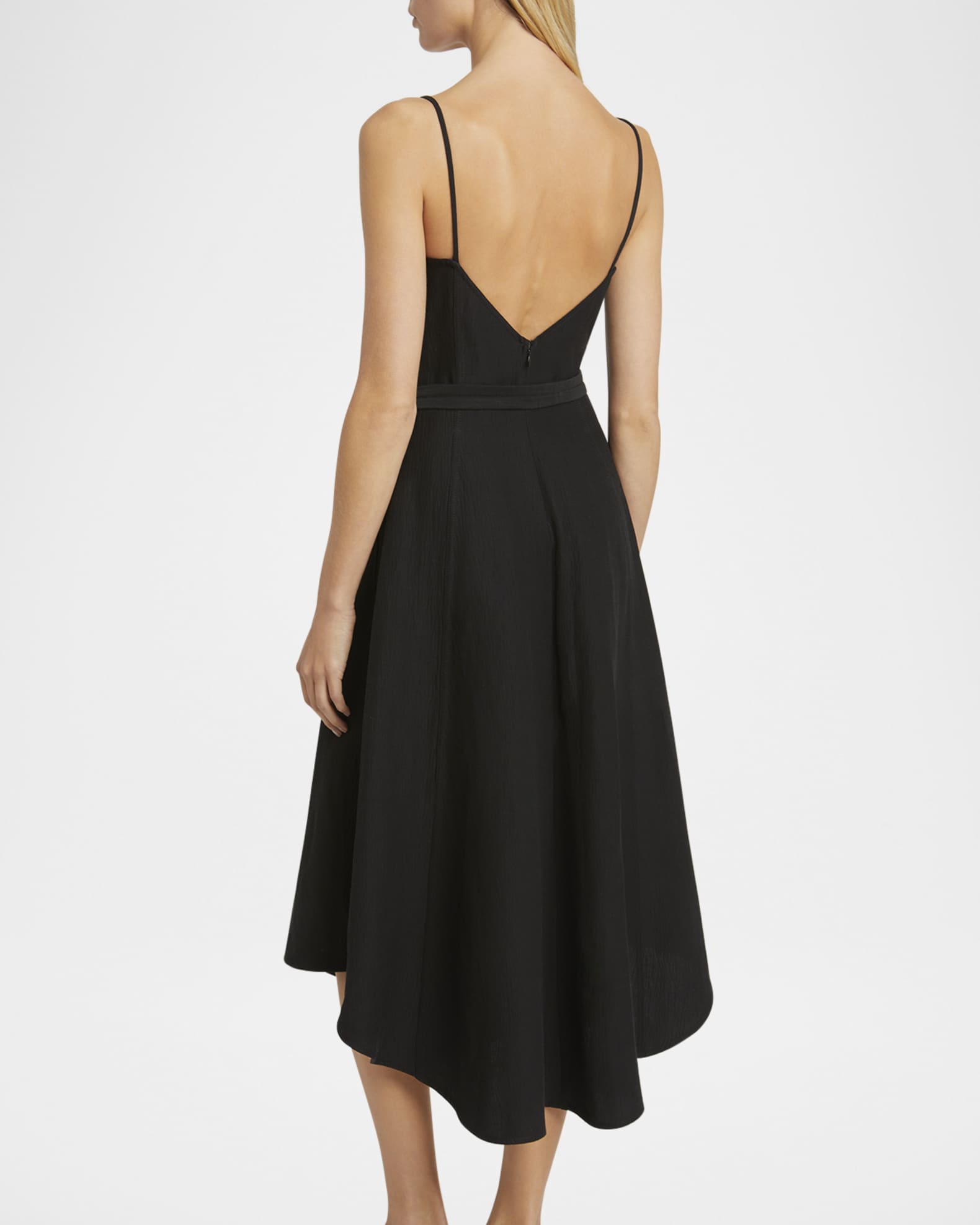 Proenza Schouler Elaine Plunging Belted Linen-Blend Midi Dress | Neiman  Marcus
