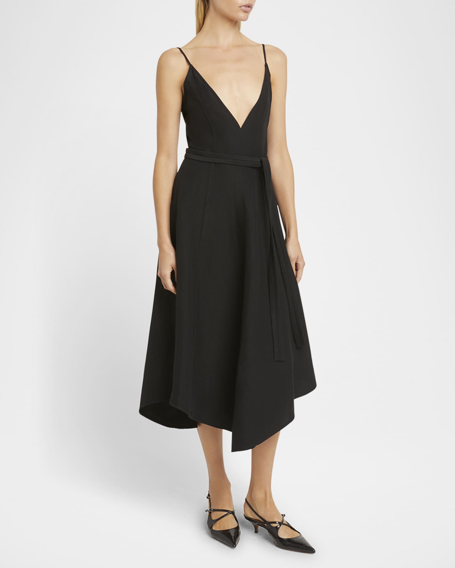 Proenza Schouler Women's Elaine V-Neck Midi-Dress - Black - Size 6
