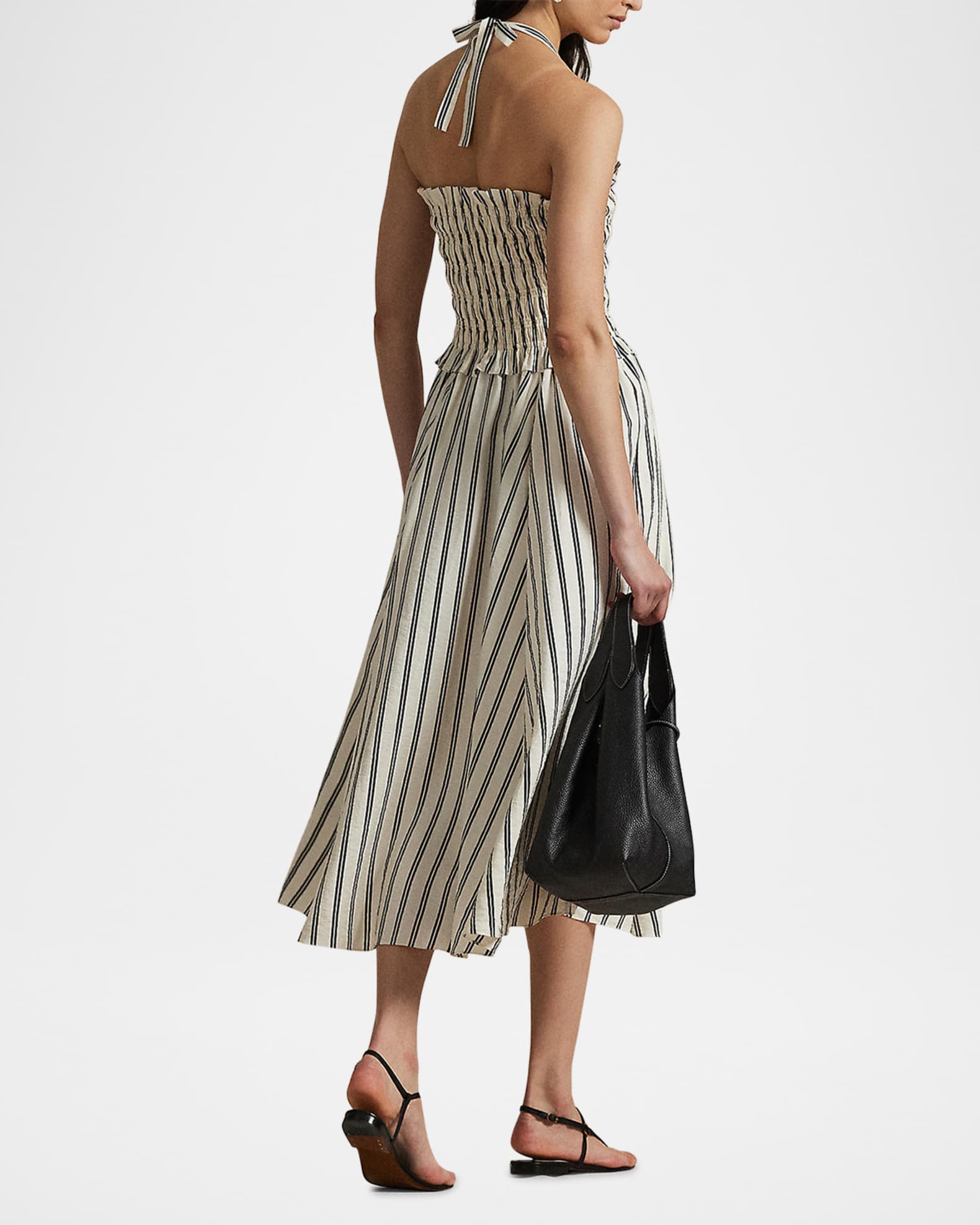 ラルフローレン★Striped Silk-Blend Dress Striped Silk-Blend Dress