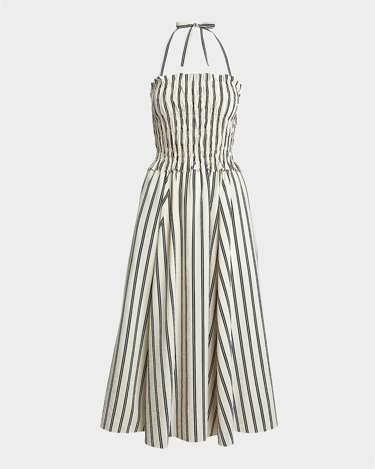 Striped Silk-Blend Dress 0
