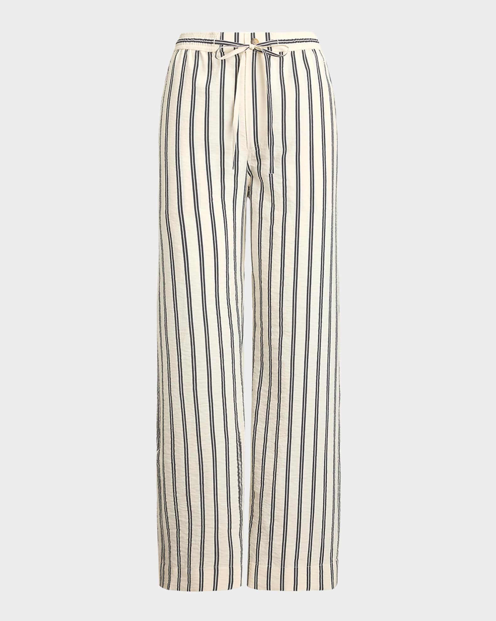 Striped Silk-Blend Wide-Leg Pant 0