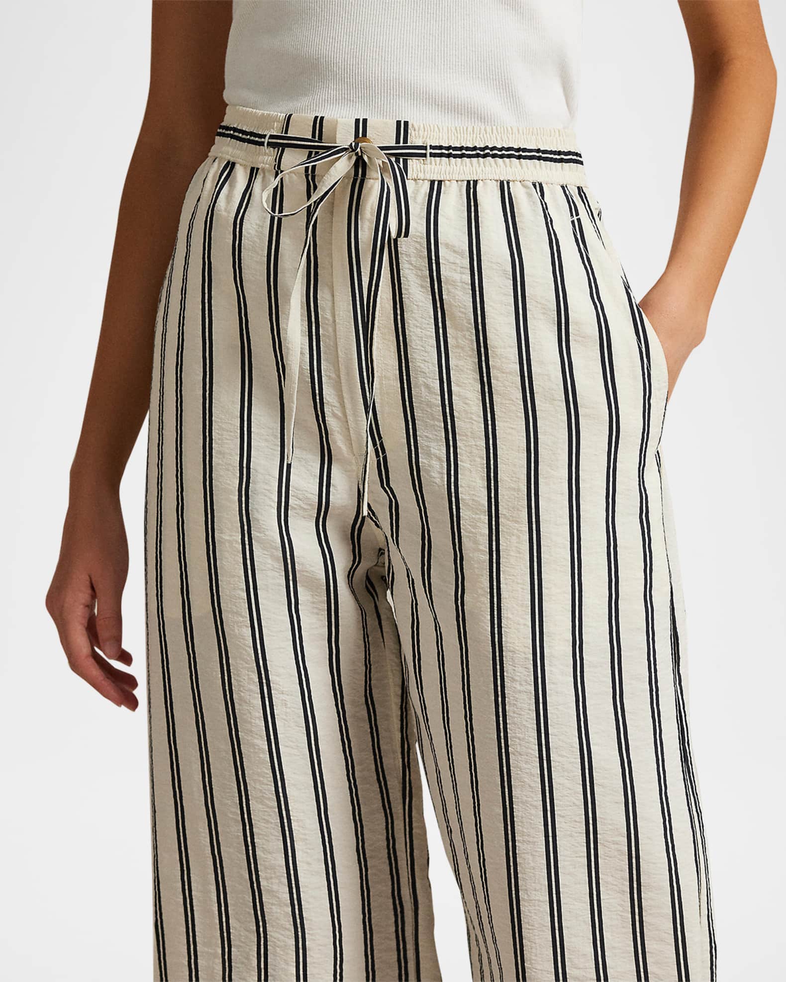 Polo Ralph Lauren Striped Silk-Blend Wide-Leg Pant Neiman Marcus