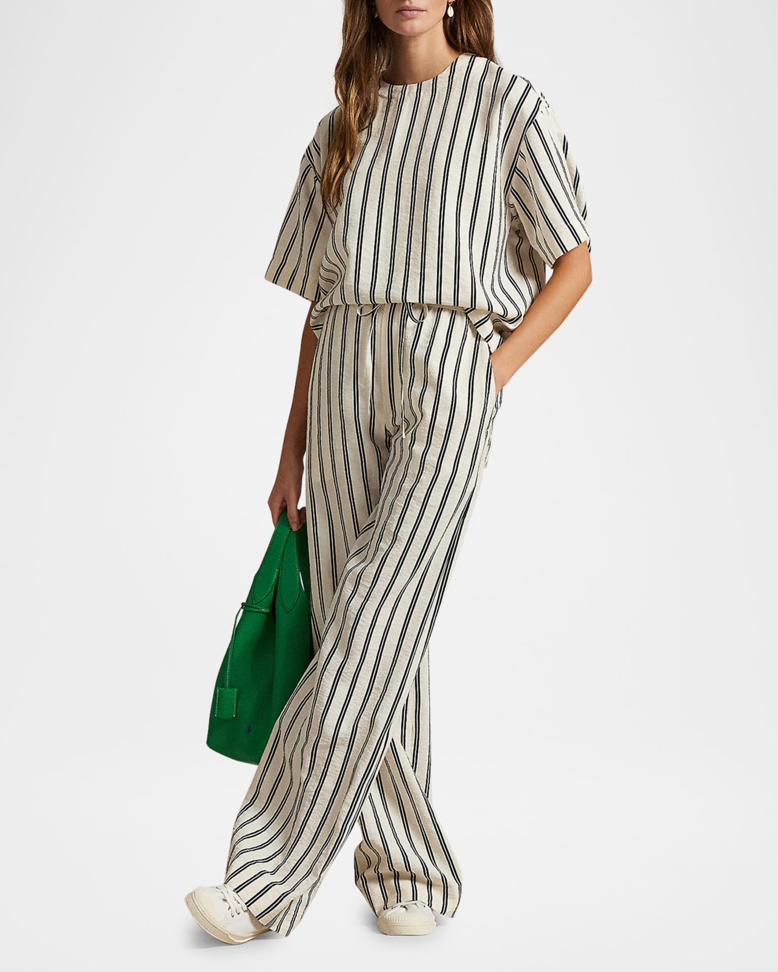 Striped Silk-Blend Short-Sleeve Shirt 1